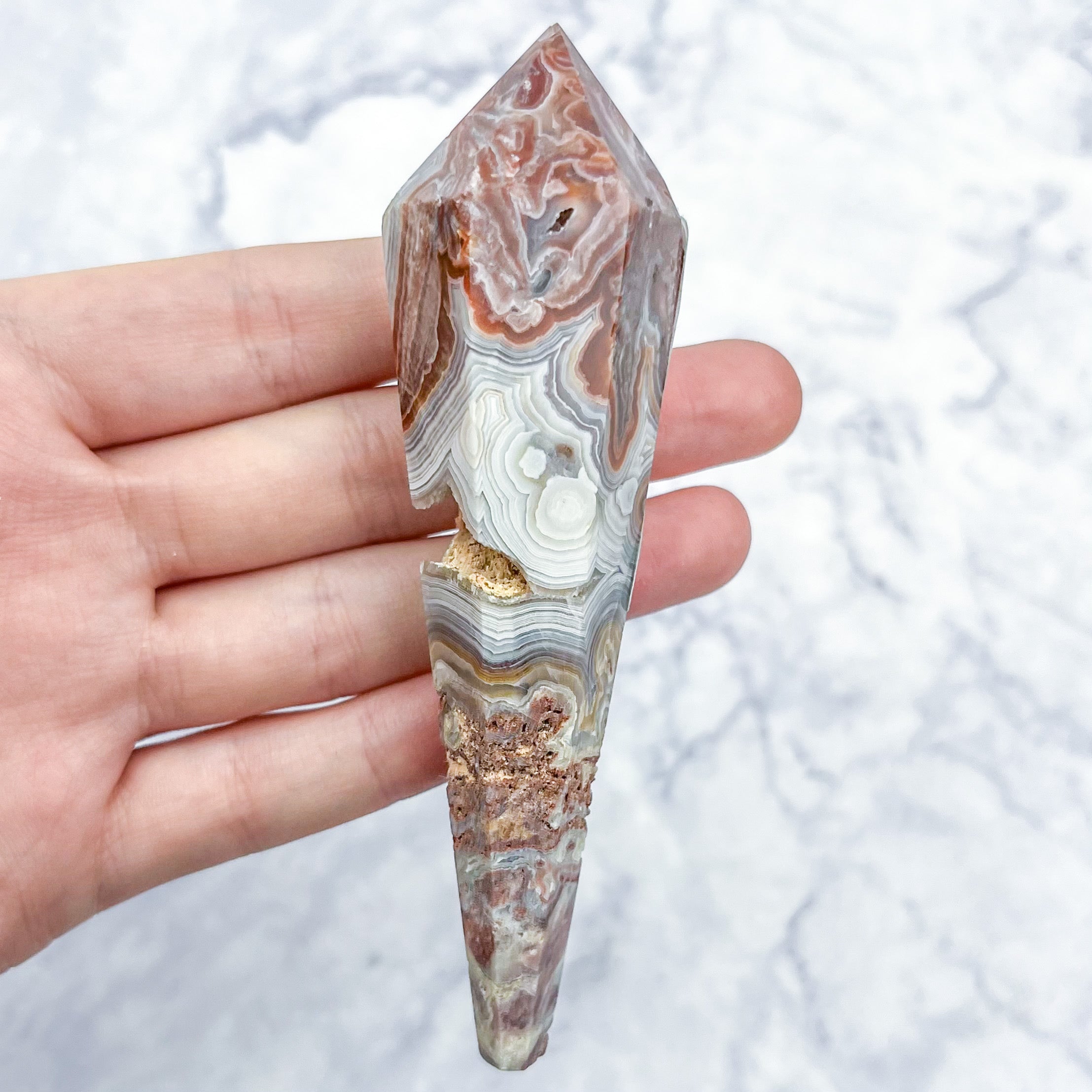 4.25 Inch Mexican Crazy Lace Agate Wand Z19