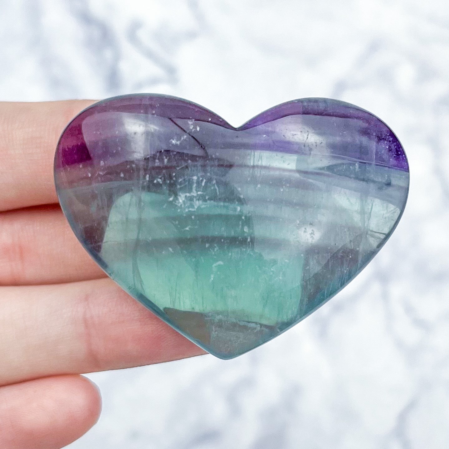 1.75 Inch Rainbow Fluorite Heart B12