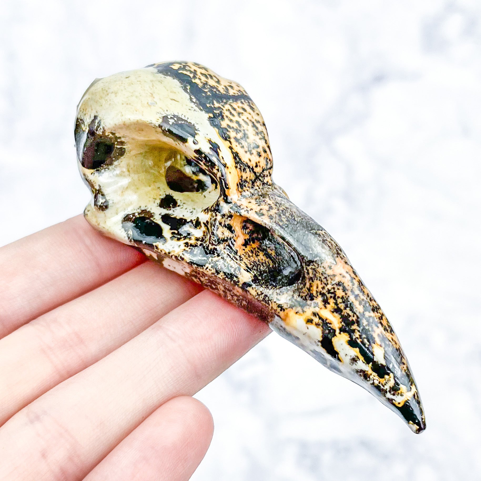 3 Inch Limestone Raven Skull B42
