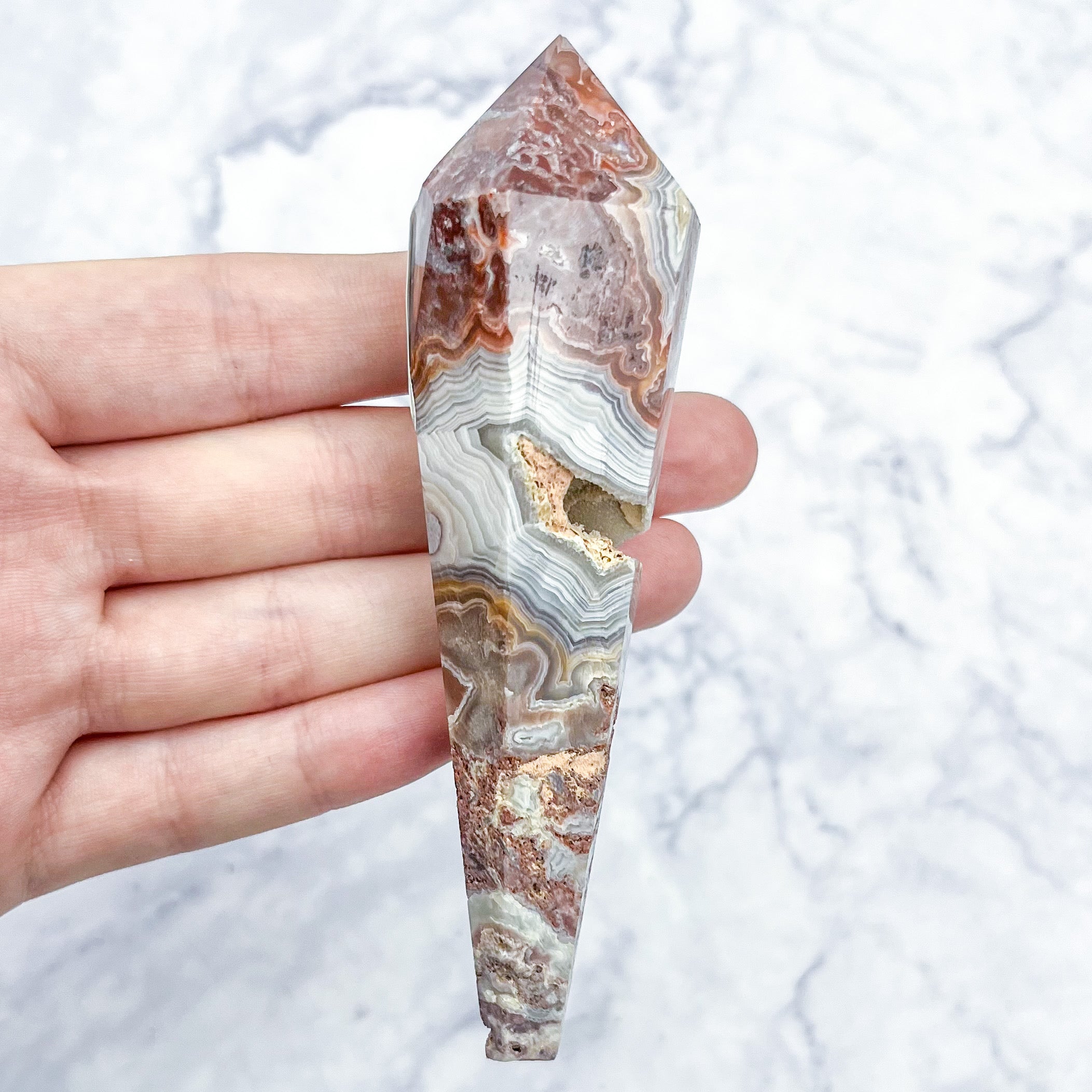 4.25 Inch Mexican Crazy Lace Agate Wand Z19