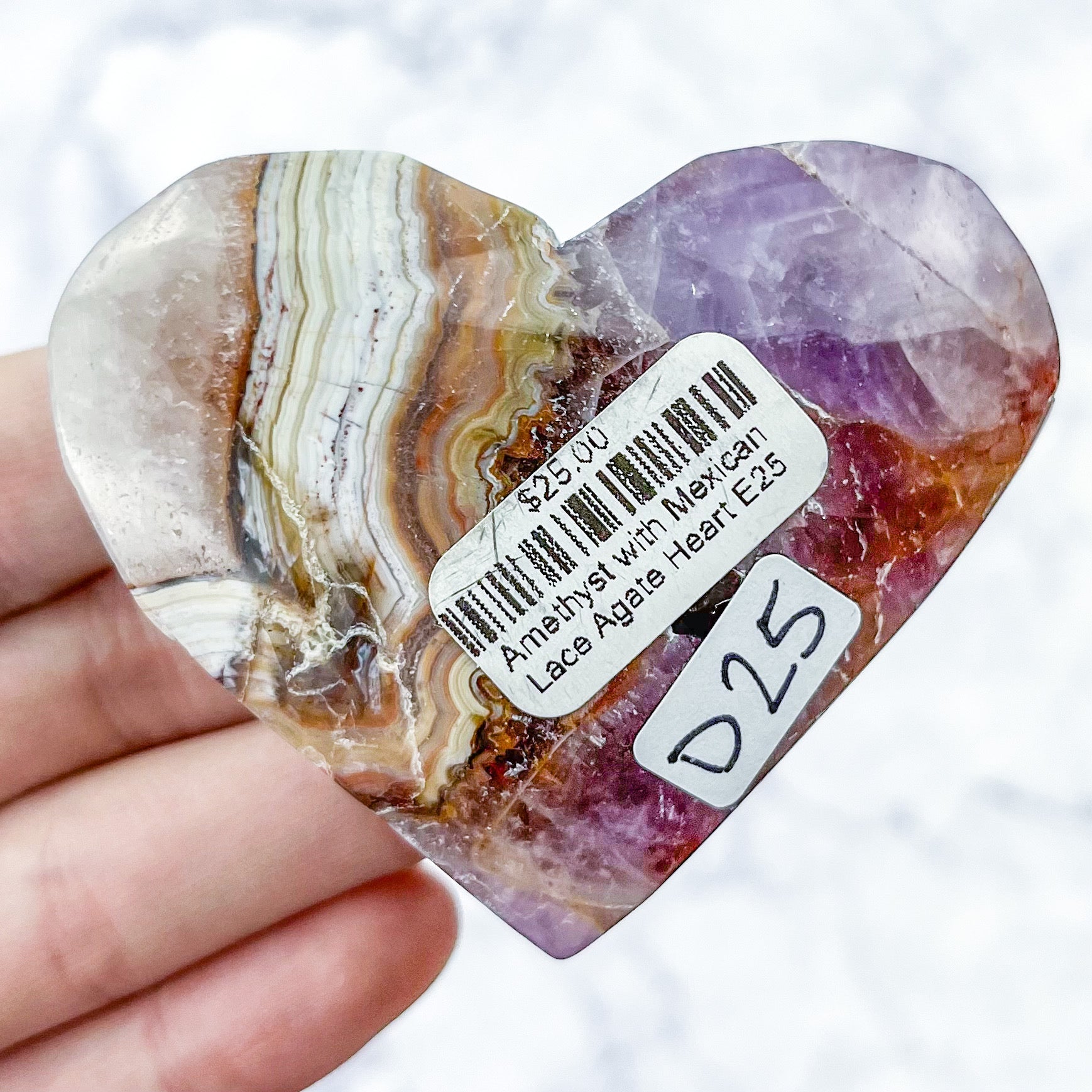 2.5 Inch Amethyst with Agate Heart D25