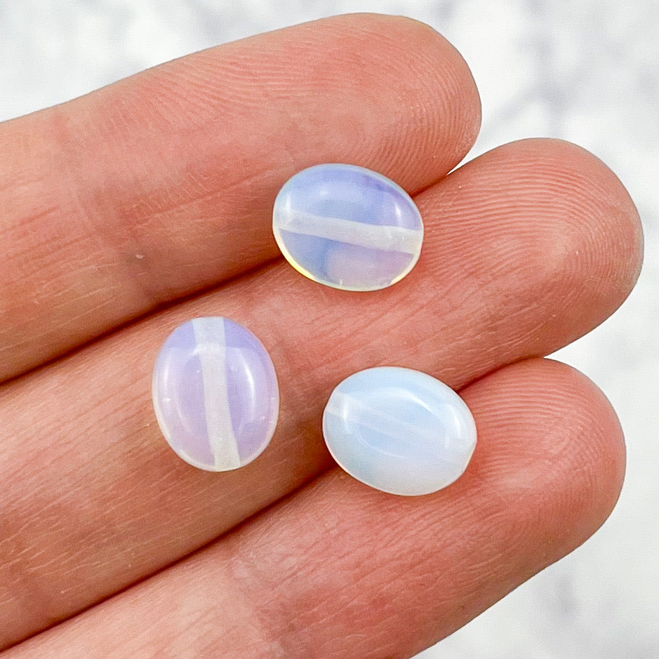 10mm x 9mm Opalite Clear / Aura Oval Bead Pack (10 Beads)