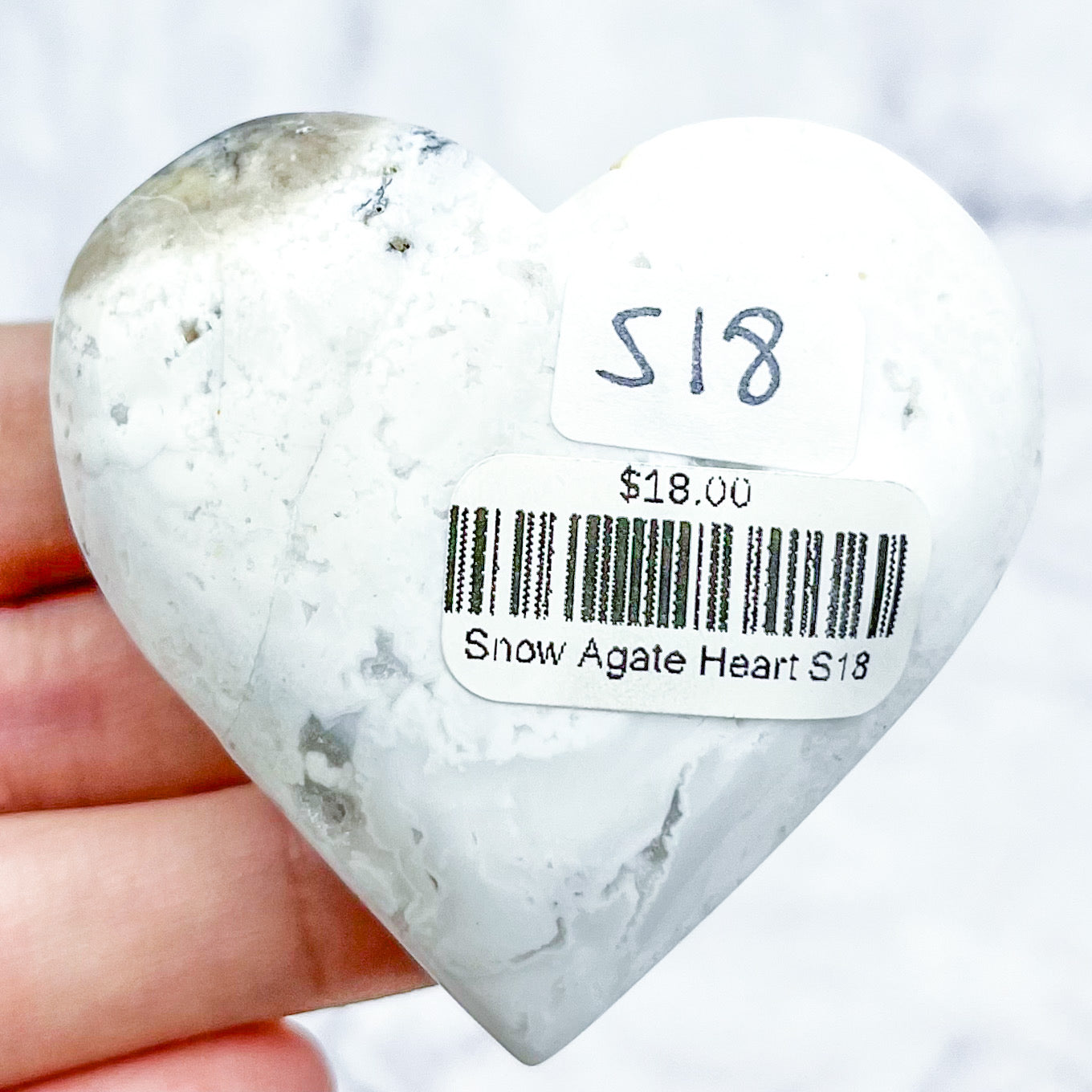 2 Inch Snow Agate Heart S18