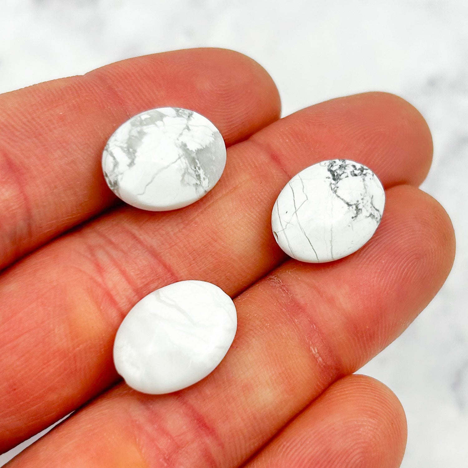 17mm Howlite White Faceted Oval Focal Bead Pack (3 Beads)