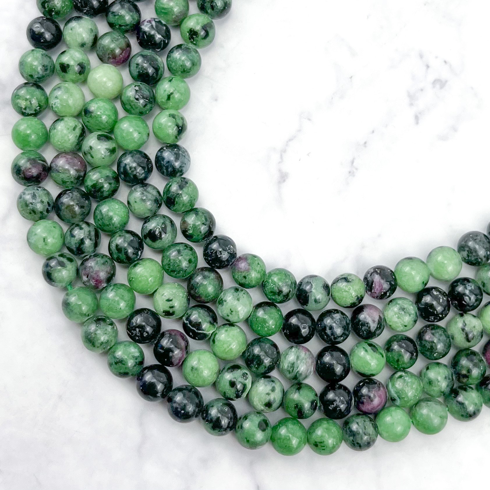6mm Ruby In Zoisite Bead Strand
