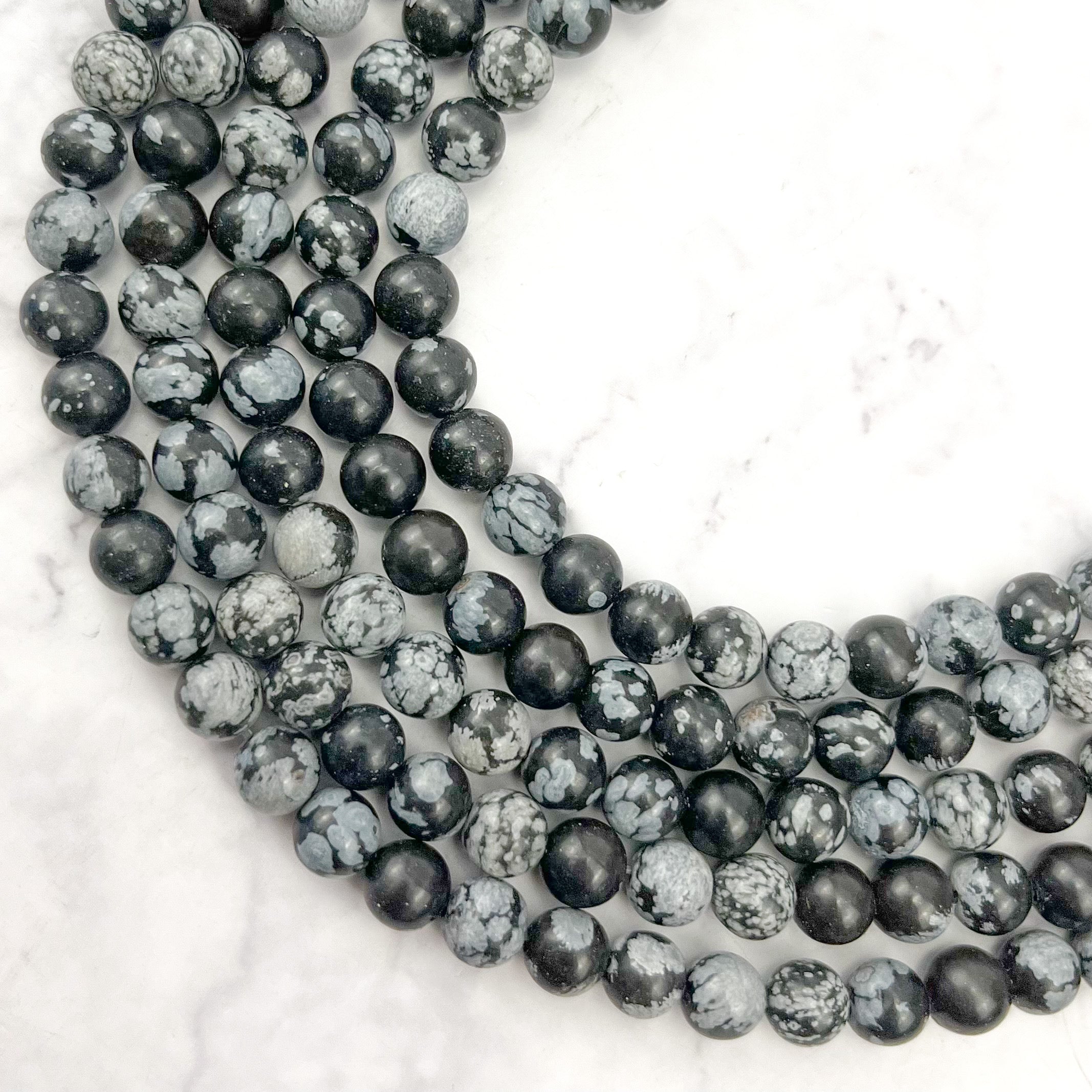 6mm Snowflake Obsidian Bead Strand