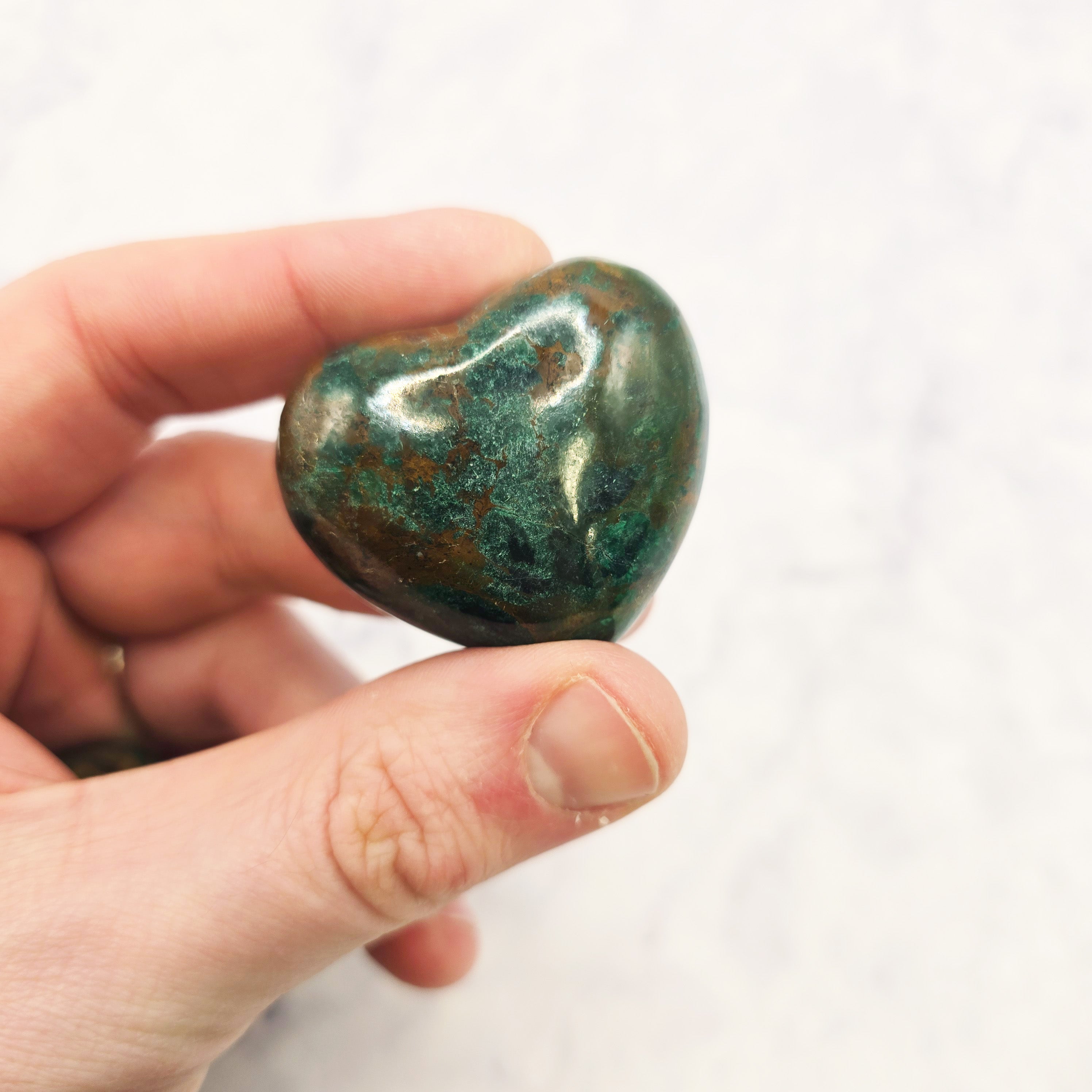 Chrysocolla in Copper Hearts $29