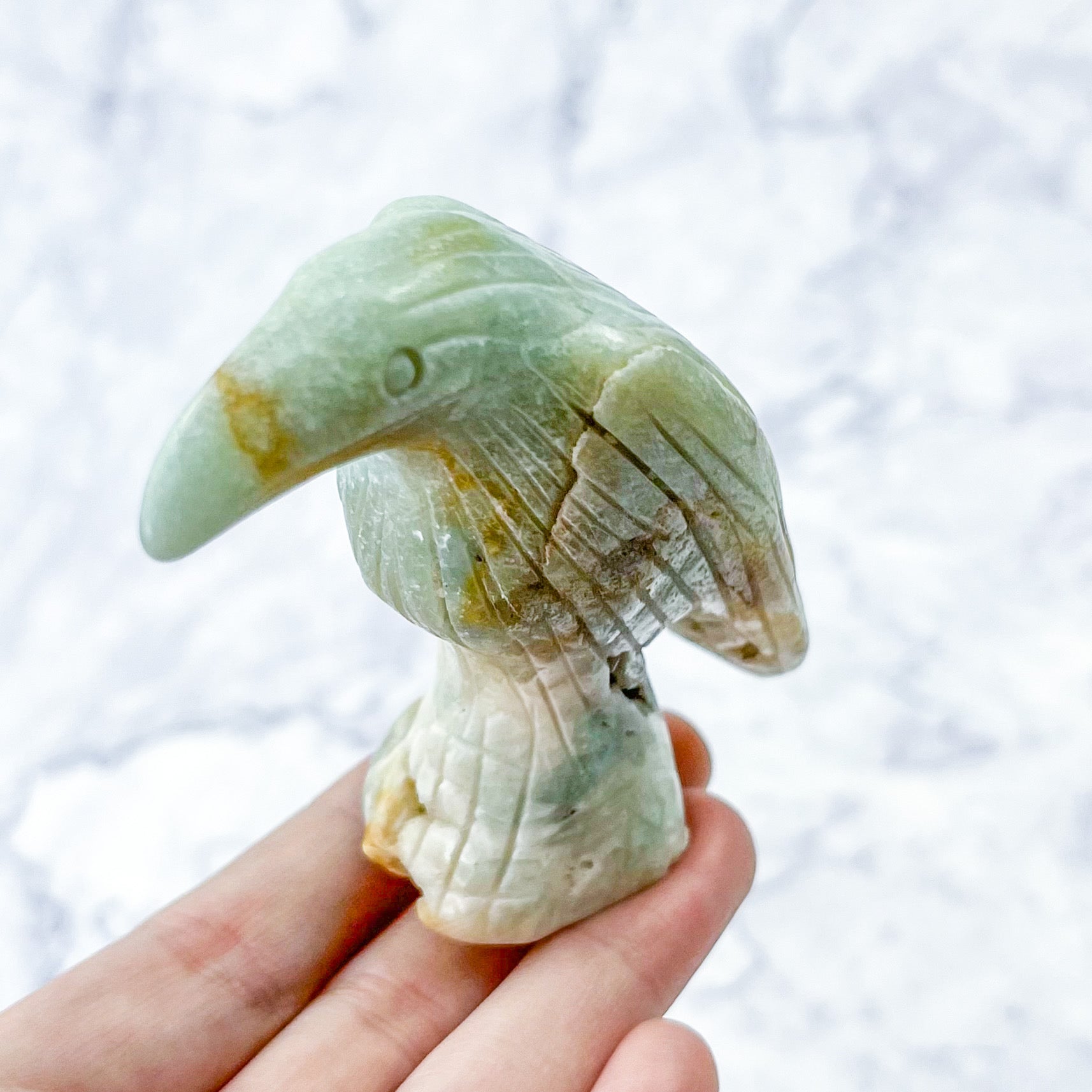 3 Inch Amazonite Raven Carving V58