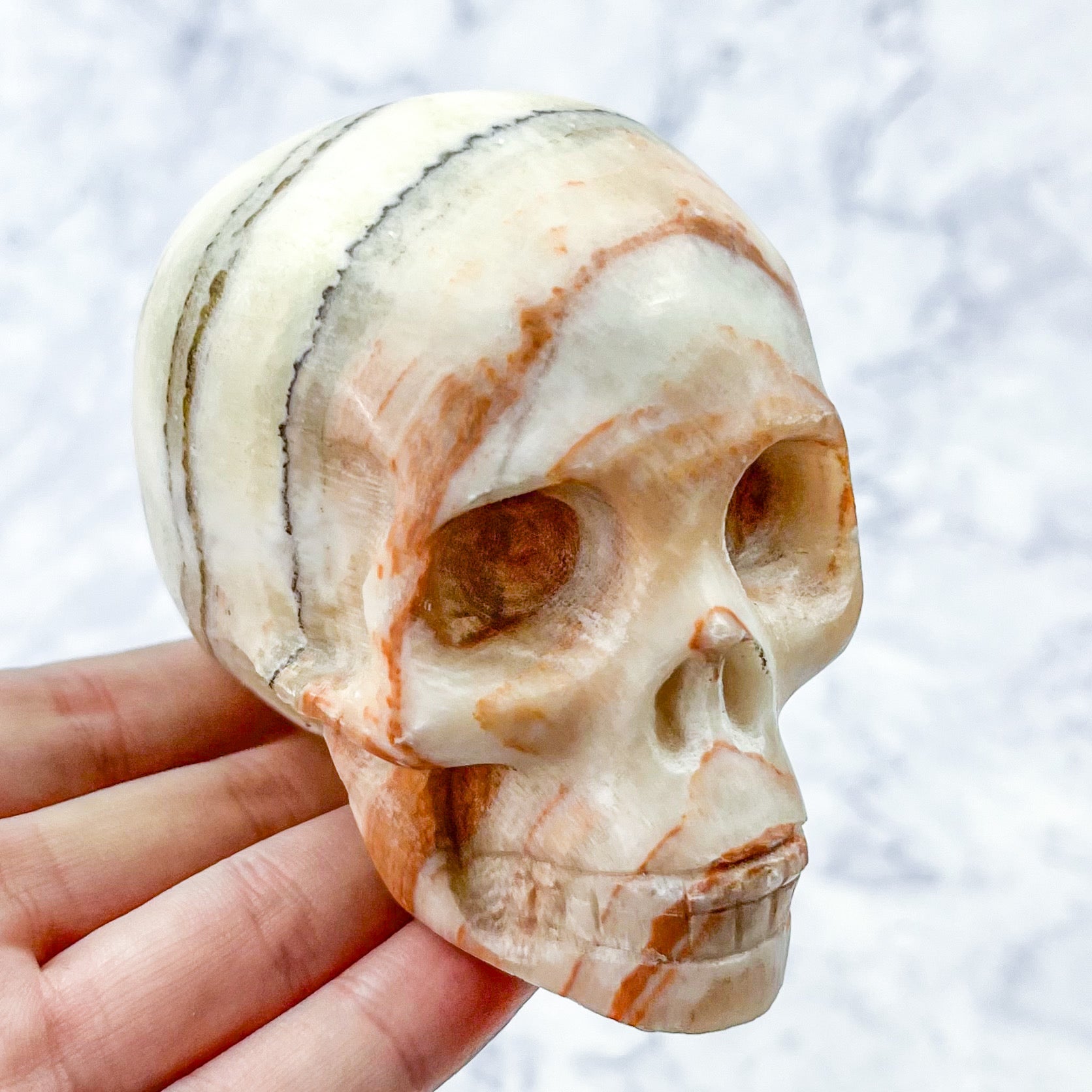 3.5 Inch Dali Jasper Skull Carving F110