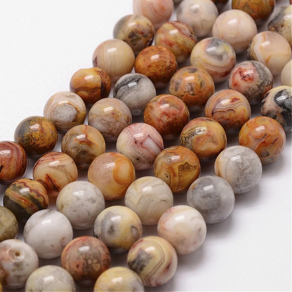 6mm Yellow Mexican Crazy Lace Agate Bead Half Strand M10