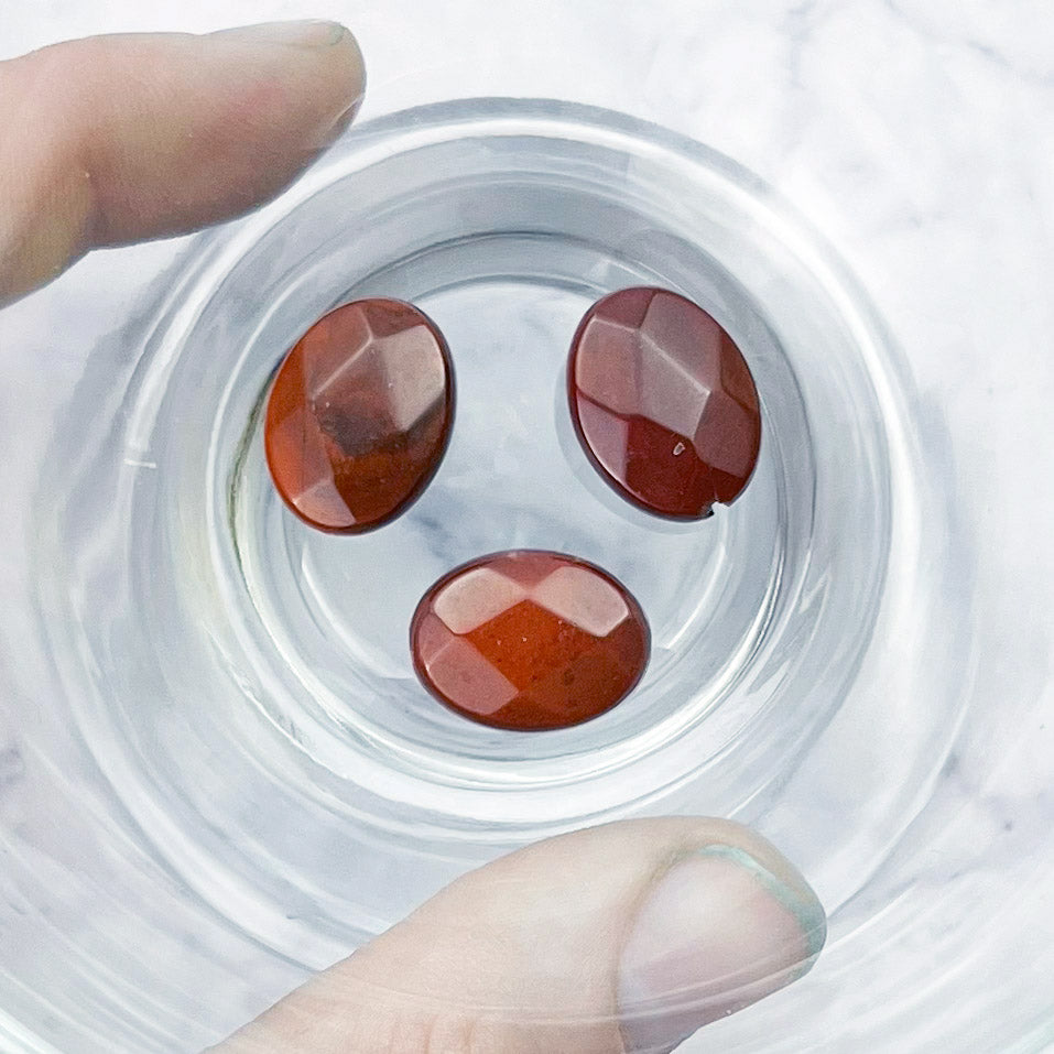 17mm x 13mm Red Jasper Faceted Oval Focal Bead Pack (3 Beads)