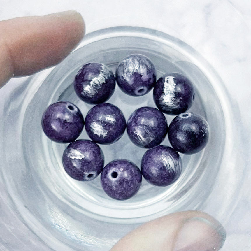 10mm Brushed Dyed Dolomite Purple Bead Pack (10 Beads)