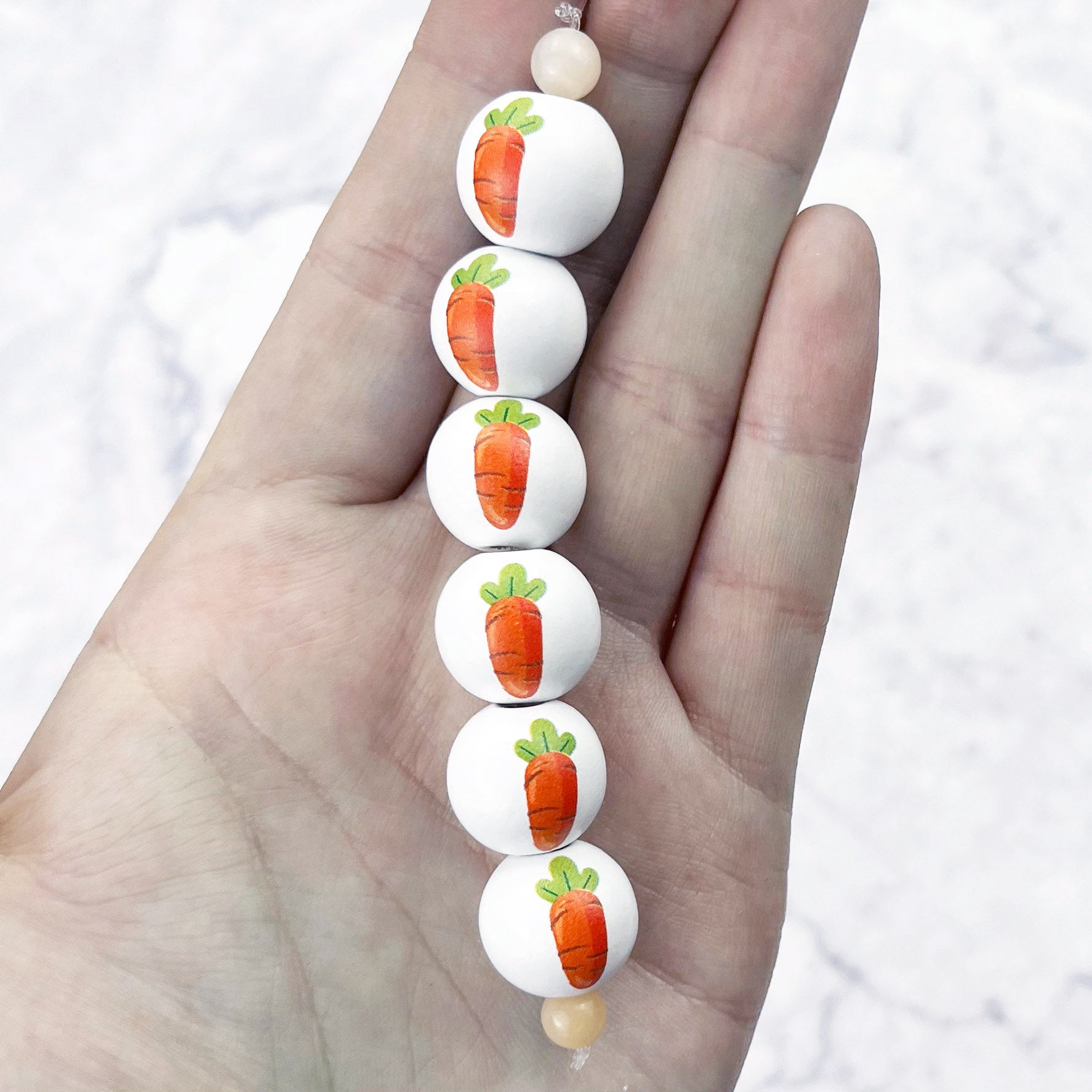 20mm Carrot Wood Painted Beads - Easter