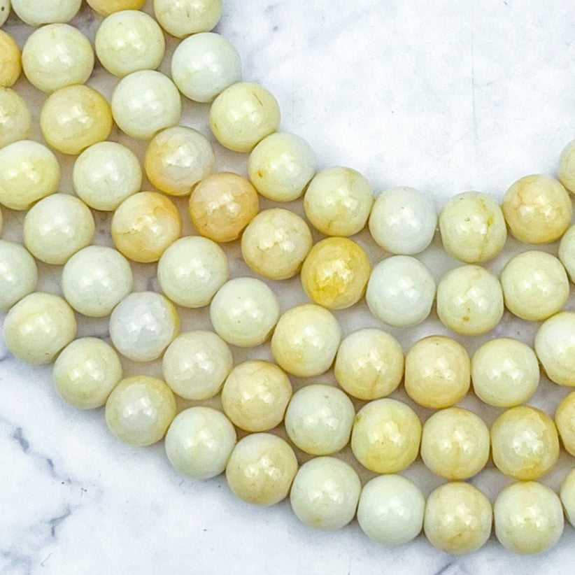 8mm Golden Sand Opaque Crackle Glass Bead Strand