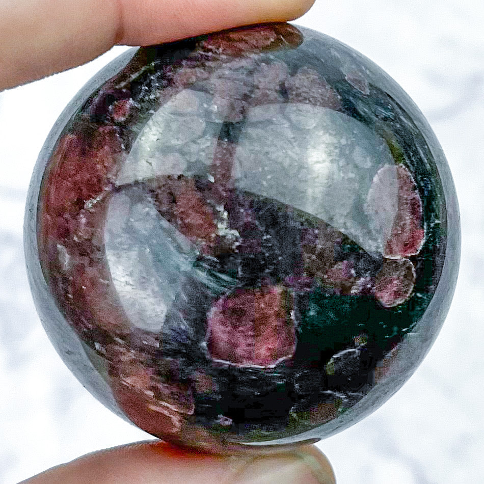 1.75 Inch Garnet in Arfvedsonite Sphere