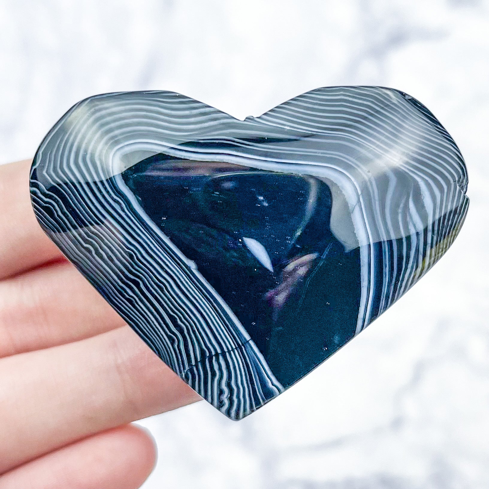 2 Inch Black Agate Heart Y14