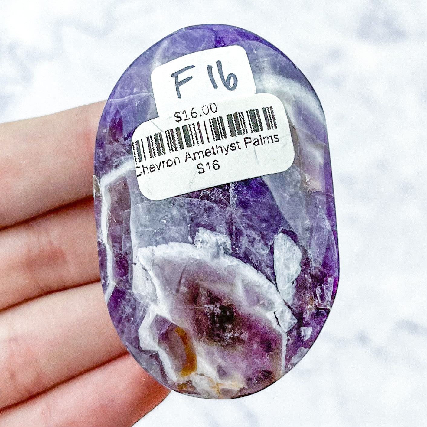 2.5 Inch Chevron Amethyst Palmstone F16