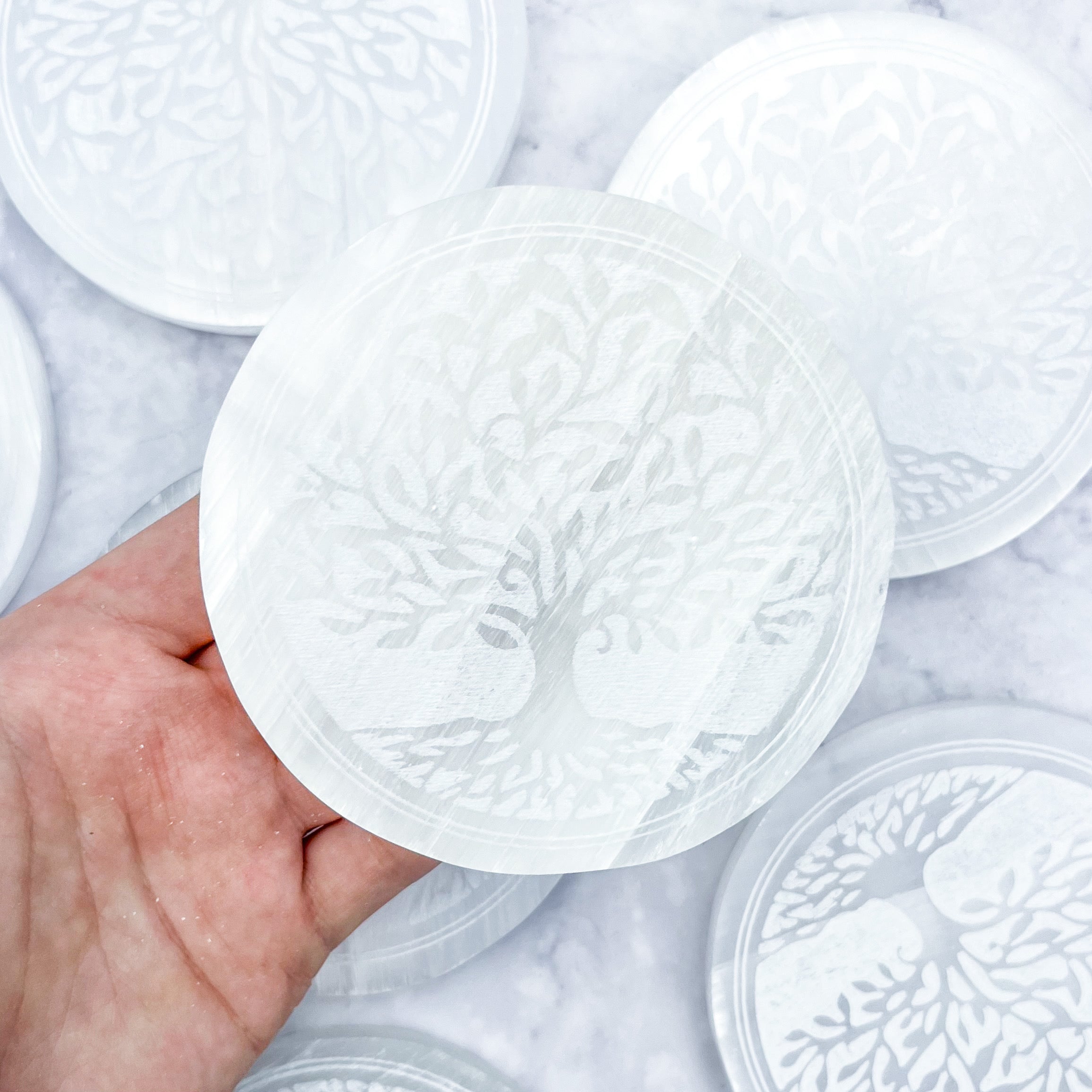 4 Inch Selenite Tree of Life Charging Plate