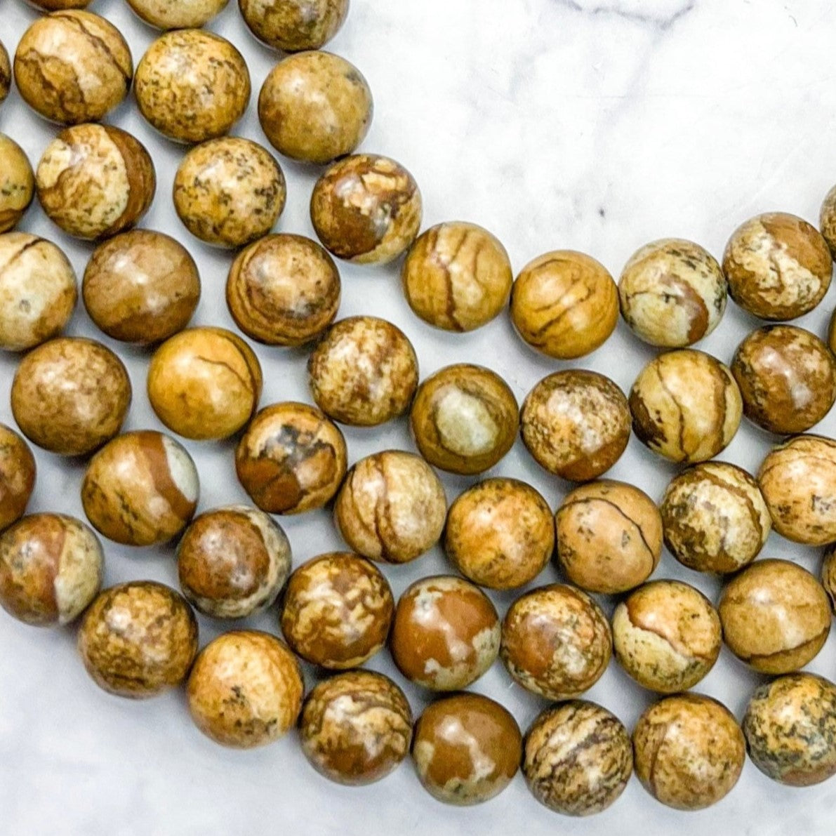 8mm Landscape Jasper Bead Strand