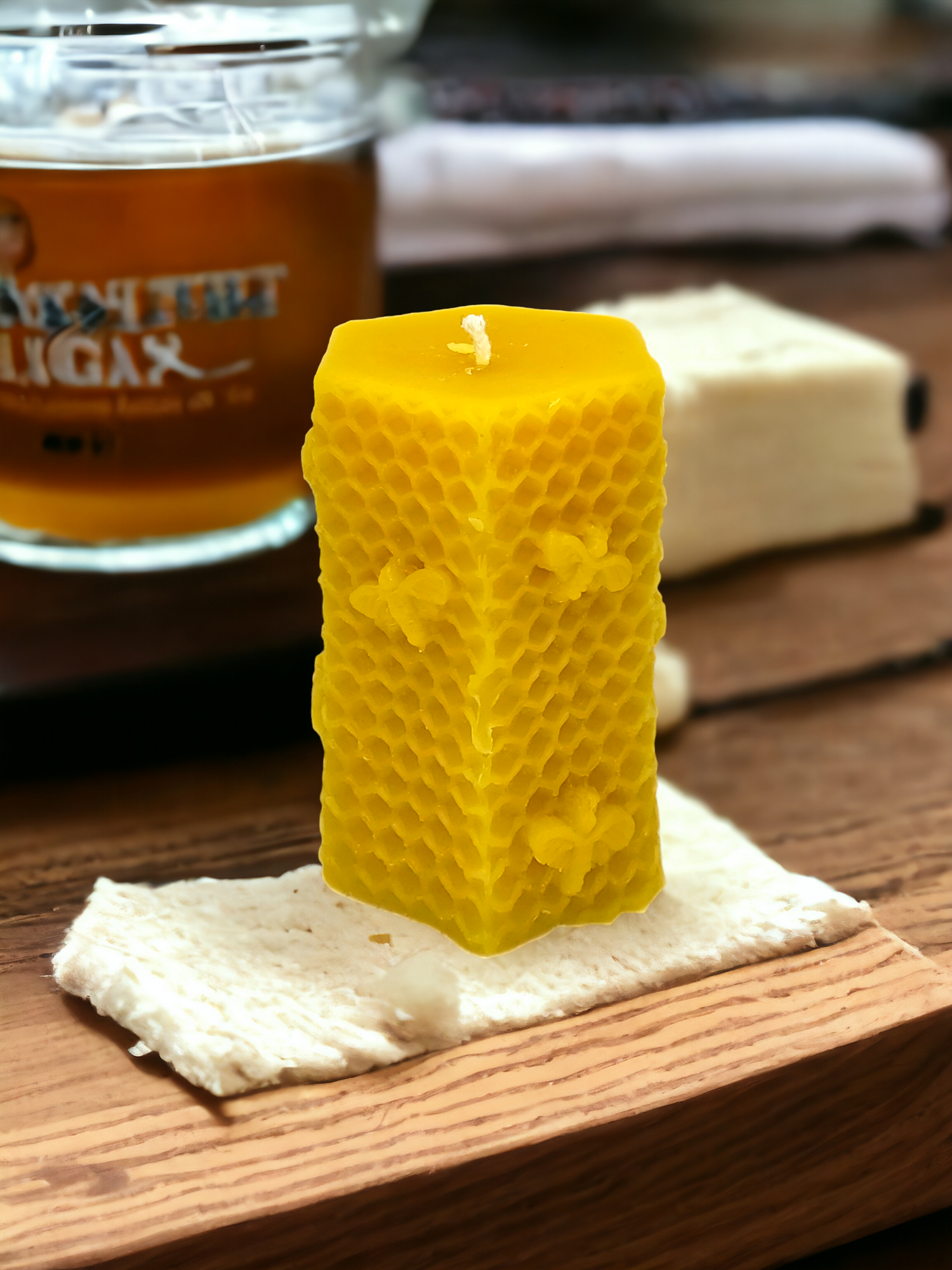 Hexagon Beehive Beeswax Pillar Candle