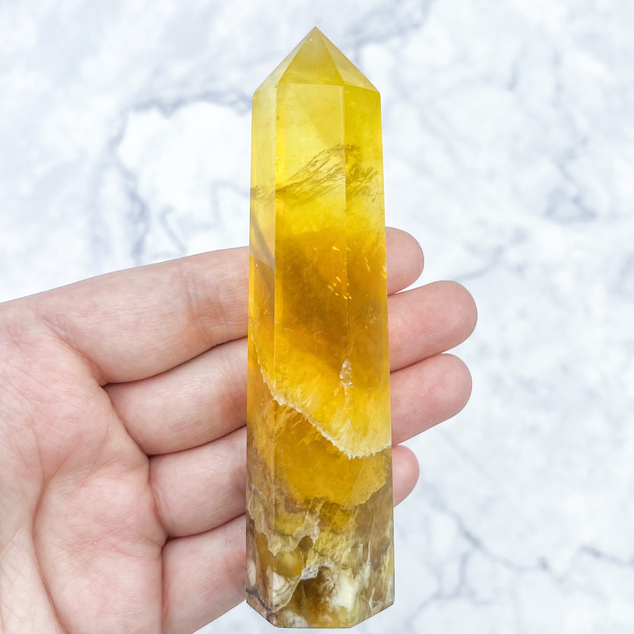 4 Inch Yellow Fluorite Tower Y29