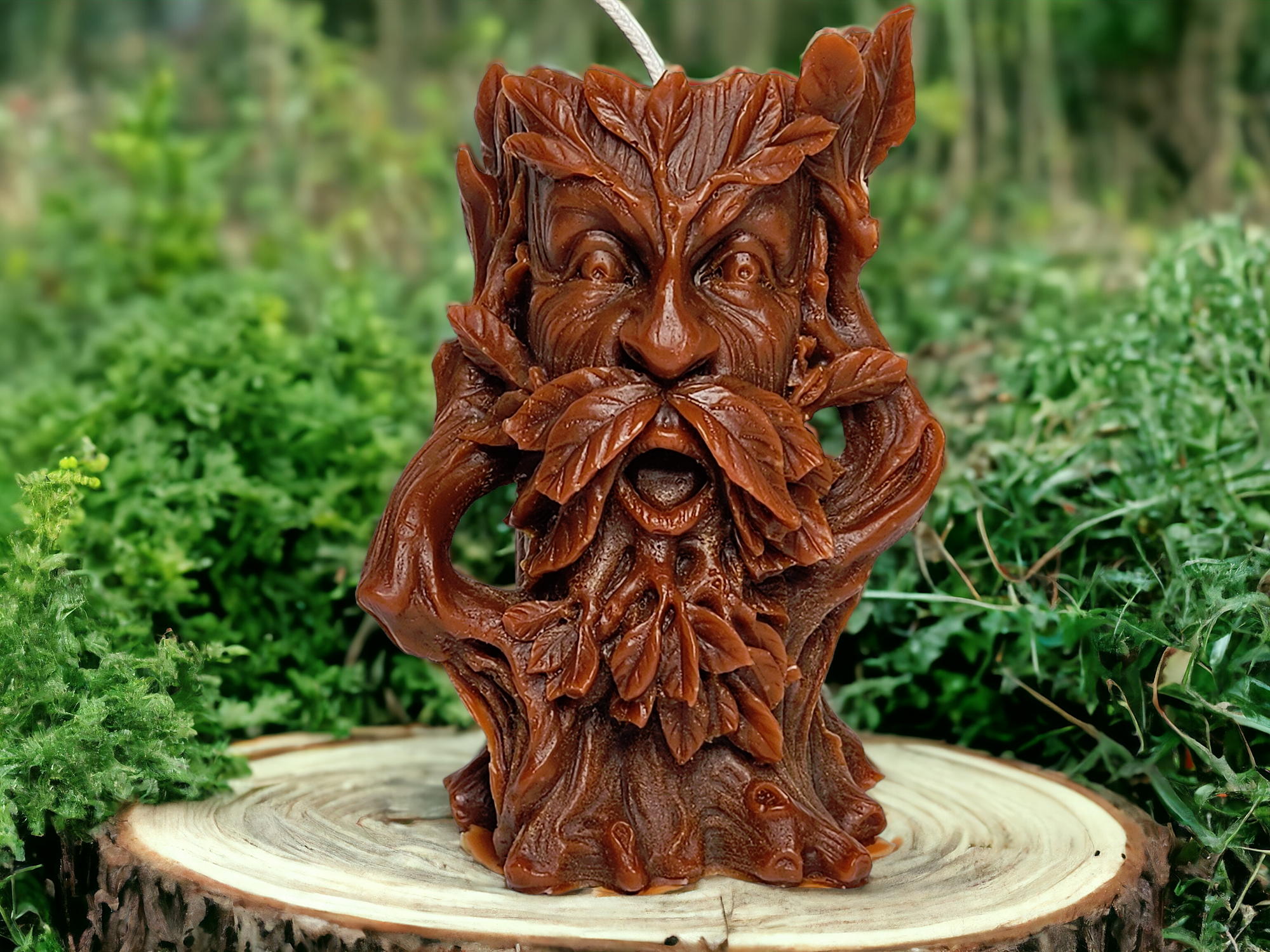 Brown Tree Man Beeswax Candle