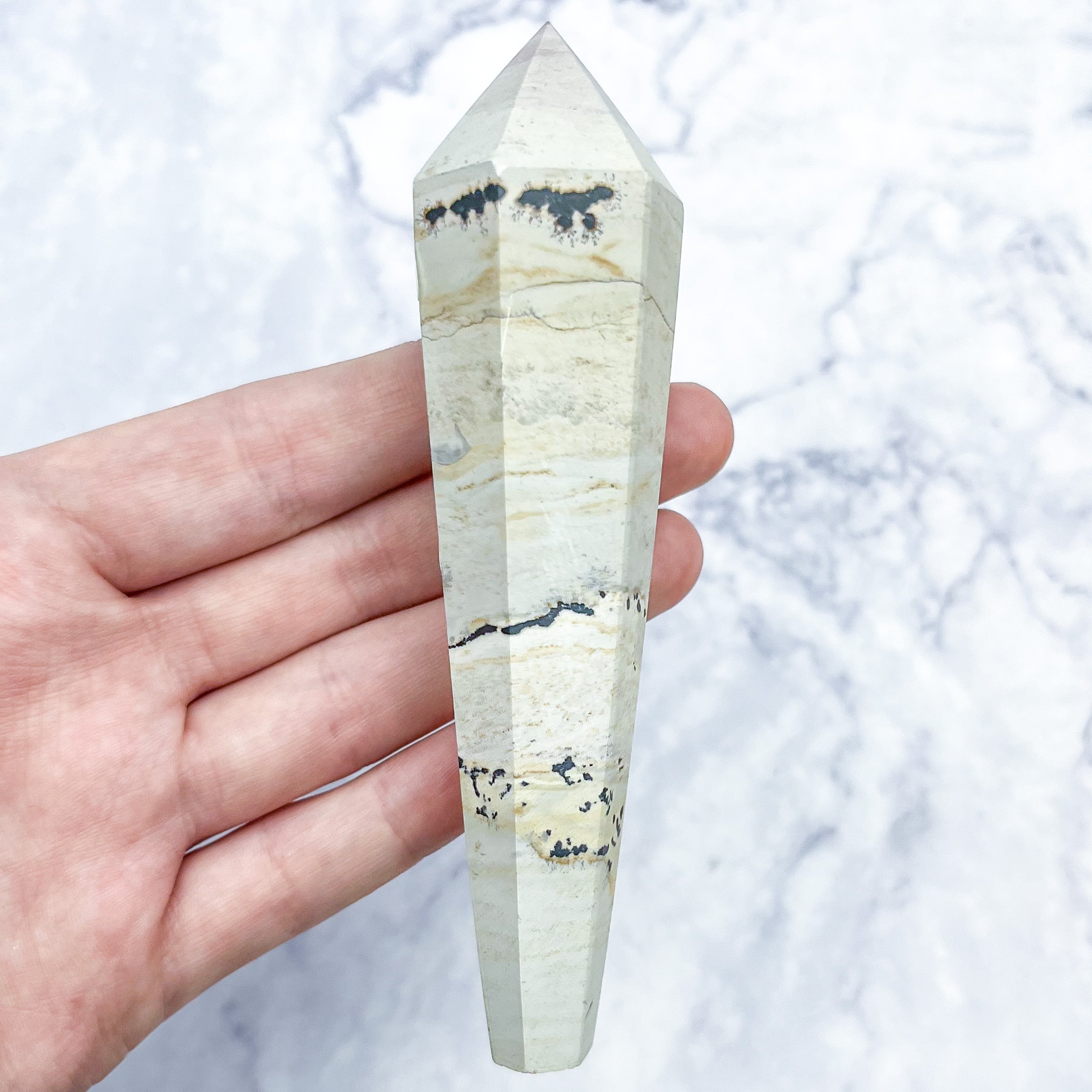 4.5 Inch Dendritic Limestone Wand T16