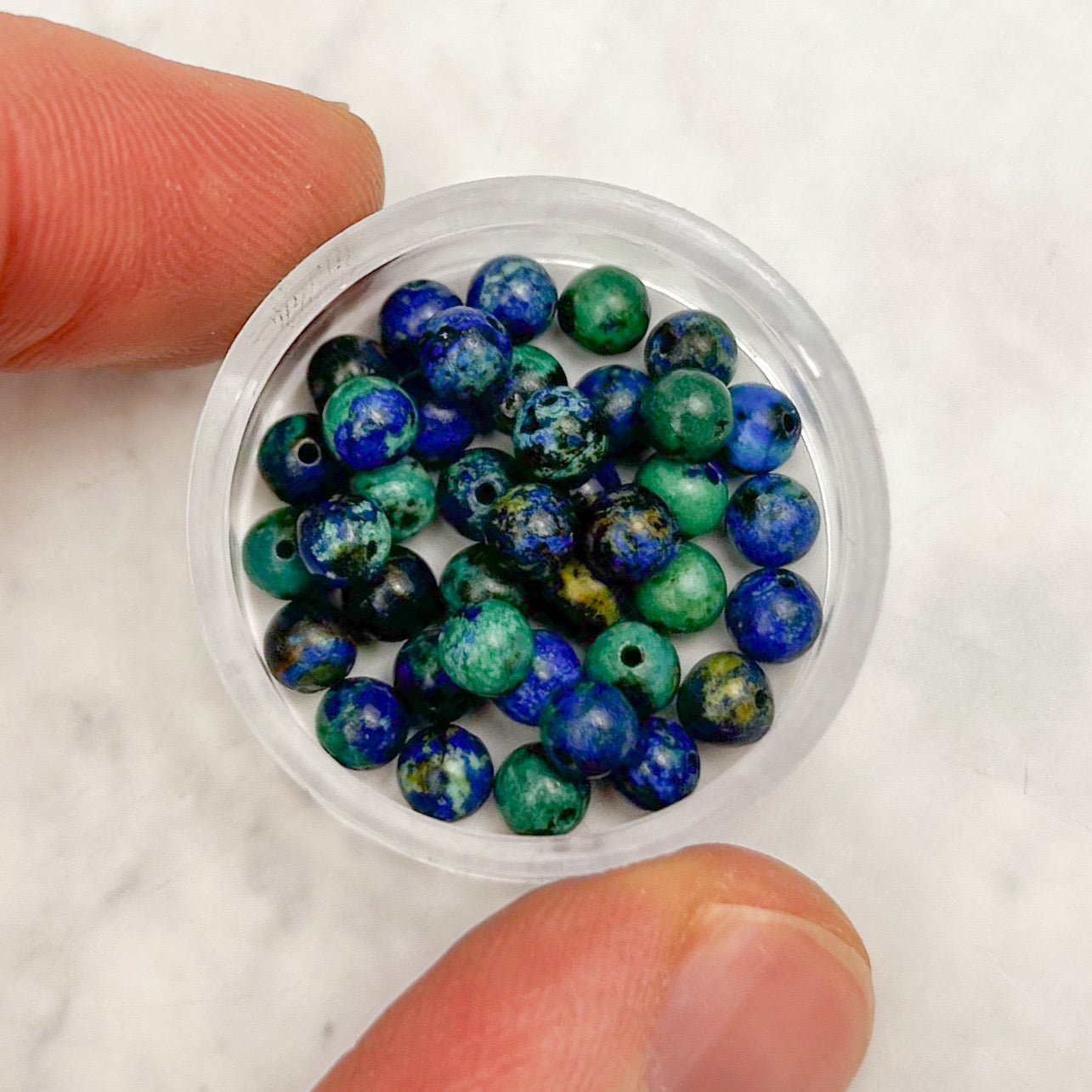 4mm Malachite & Azurite Blue and Green Bead Pack (10 Beads)