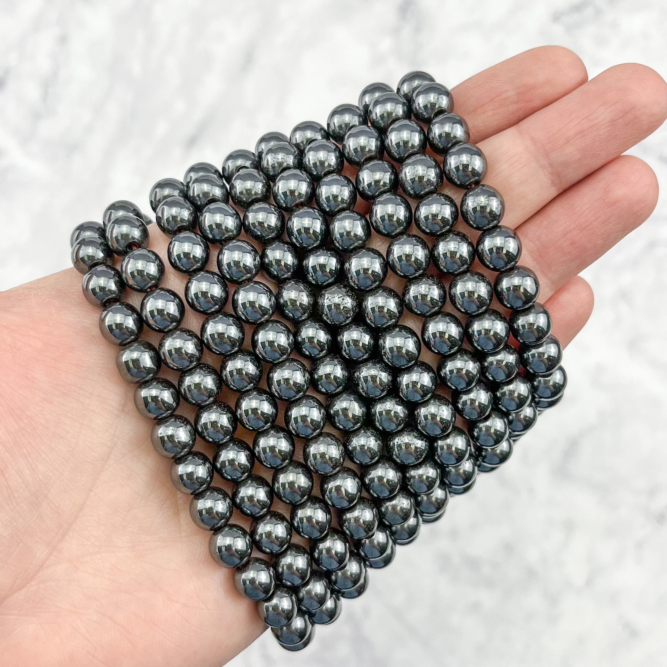 8mm Hematite Bead Strand T7