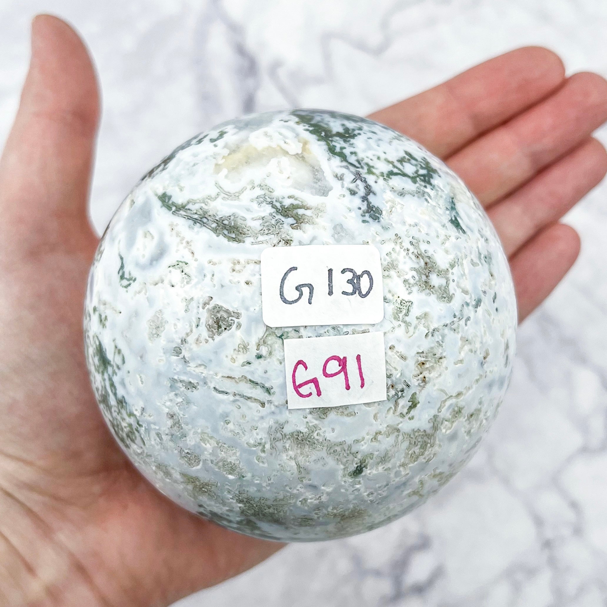 3.75 Inch Moss Agate Sphere G130