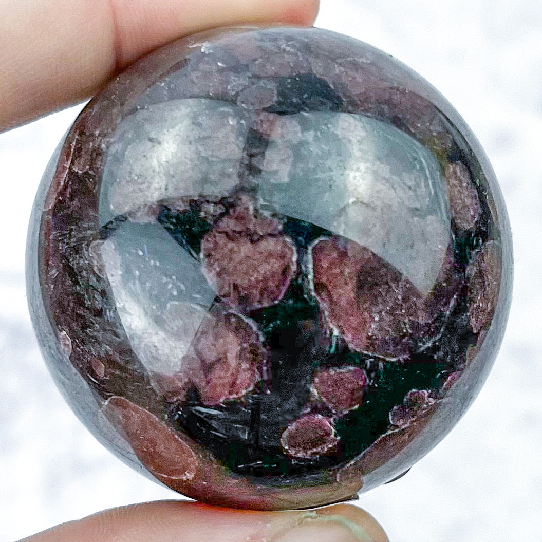 1.75 Inch Garnet in Arfvedsonite Sphere