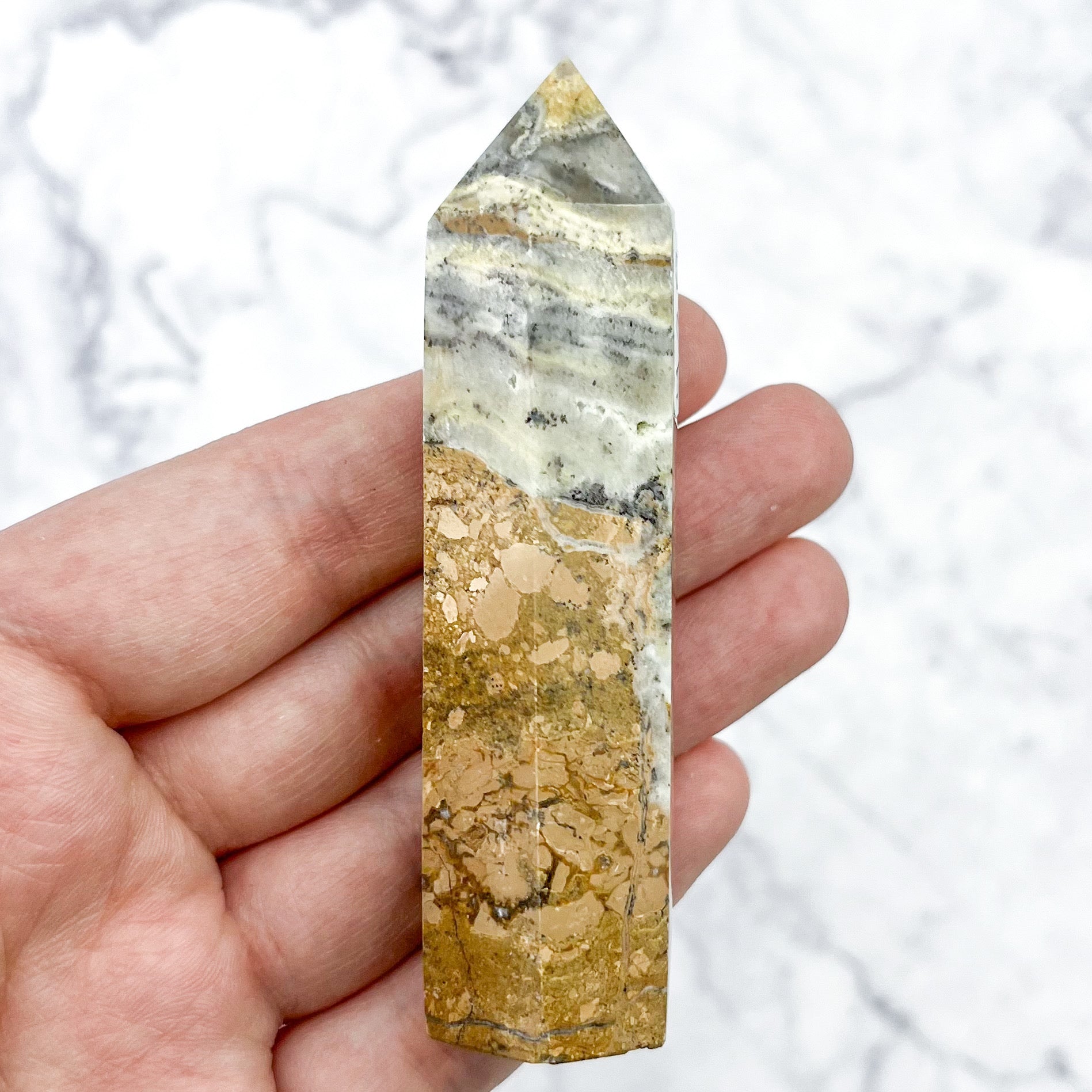 3.25 Inch Crazy Lace Agate Tower Y20