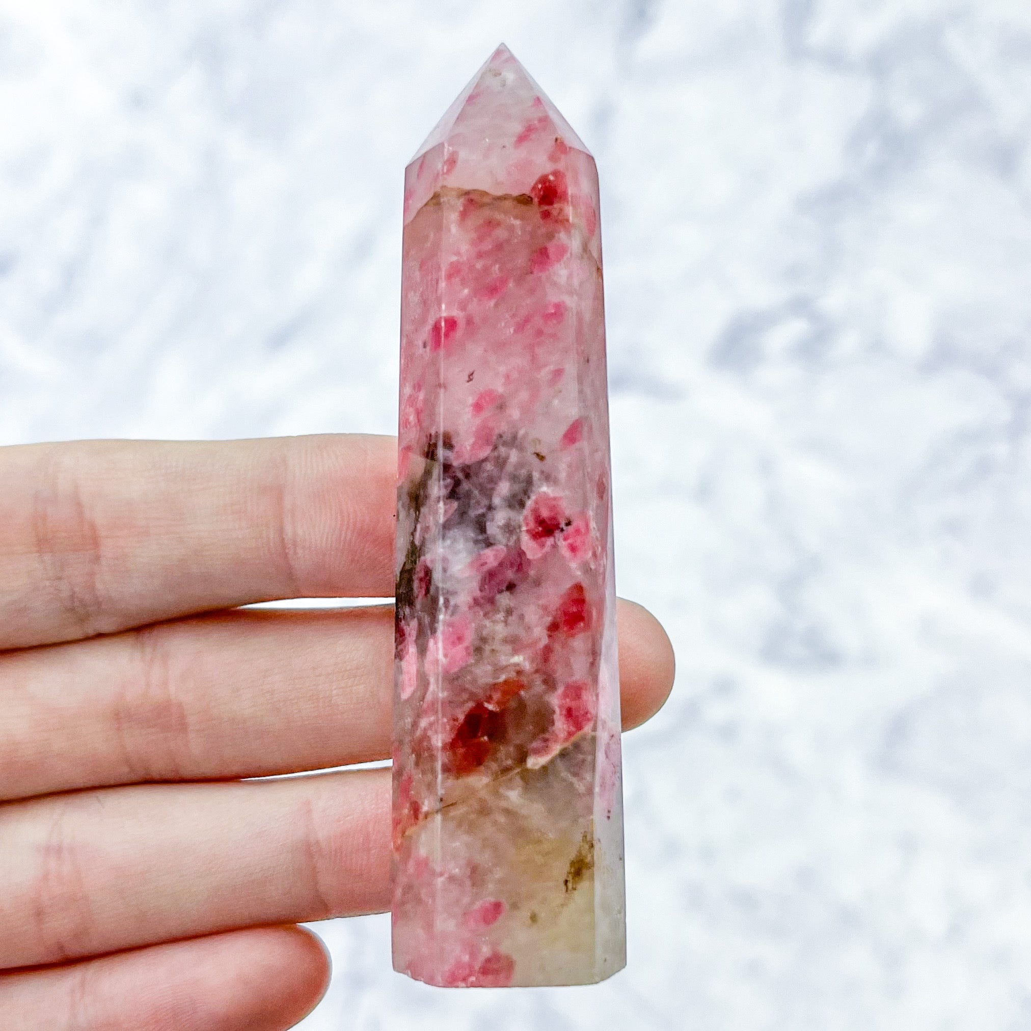 3.25 Inch Icy Rhodonite Tower C15