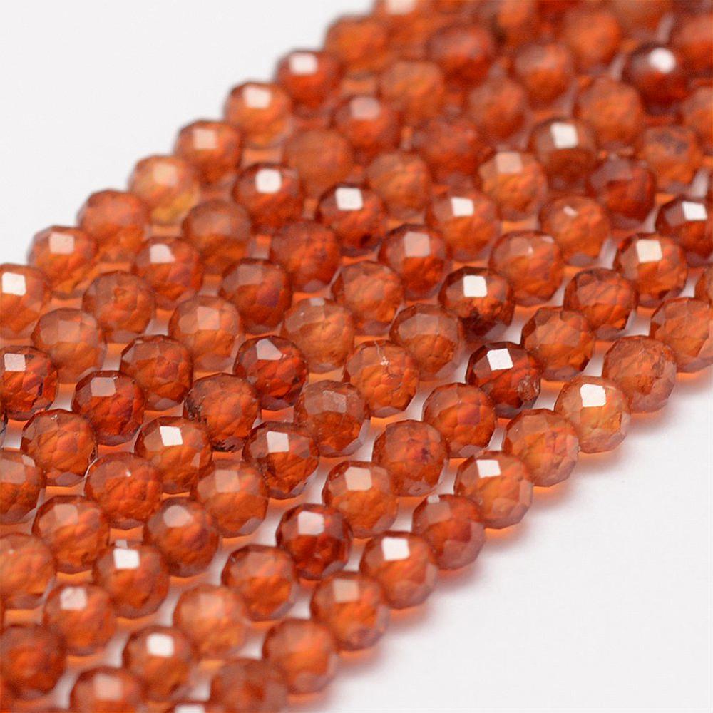 3mm Faceted Orange Garnet Bead Strand G15