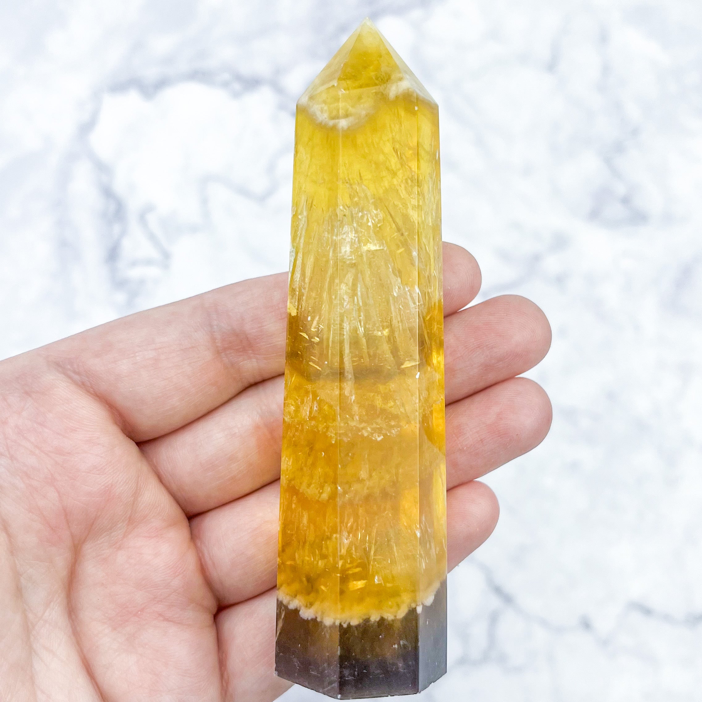 4 Inch Yellow Fluorite Tower A29