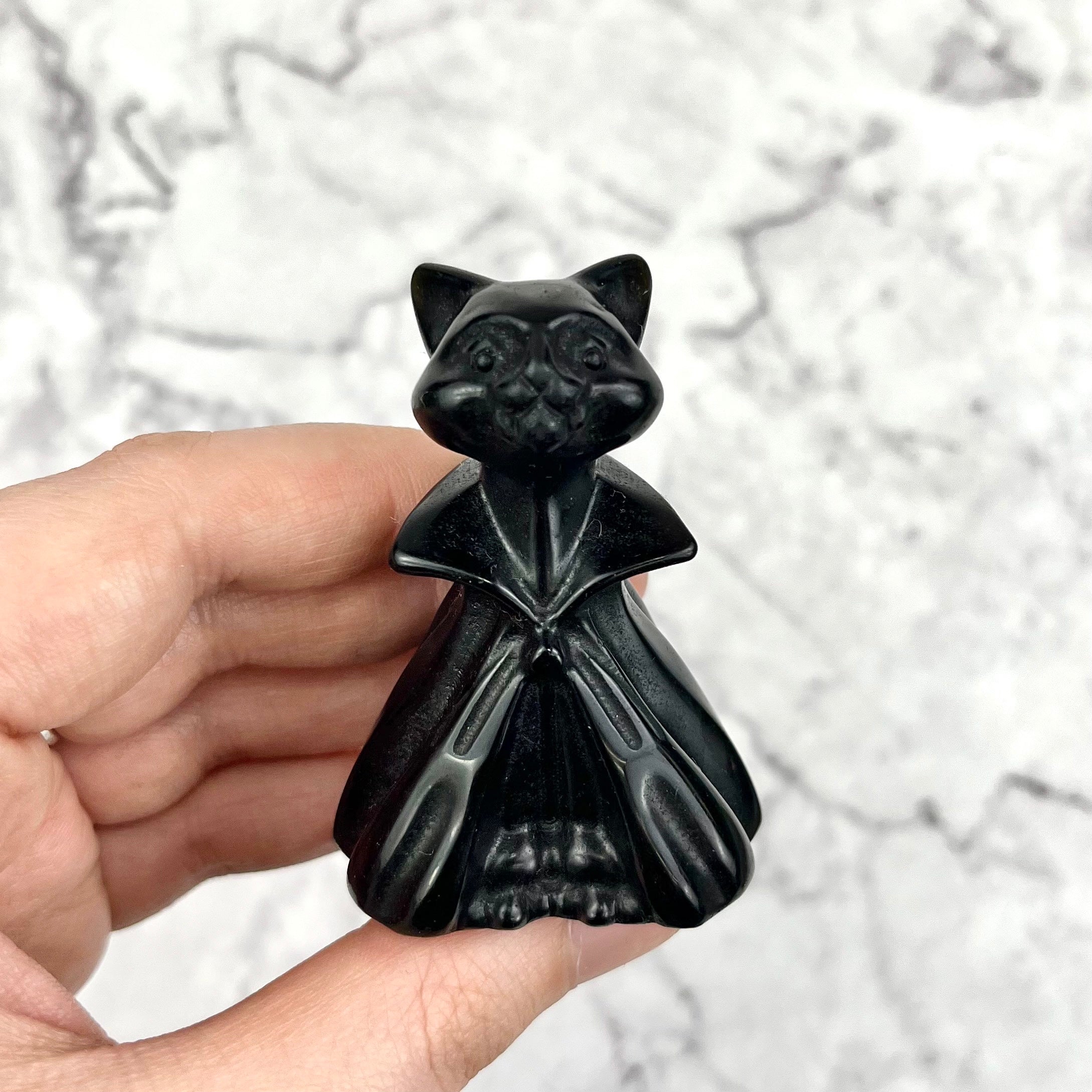 2.25 Inch Black Obsidian Vampire Cat