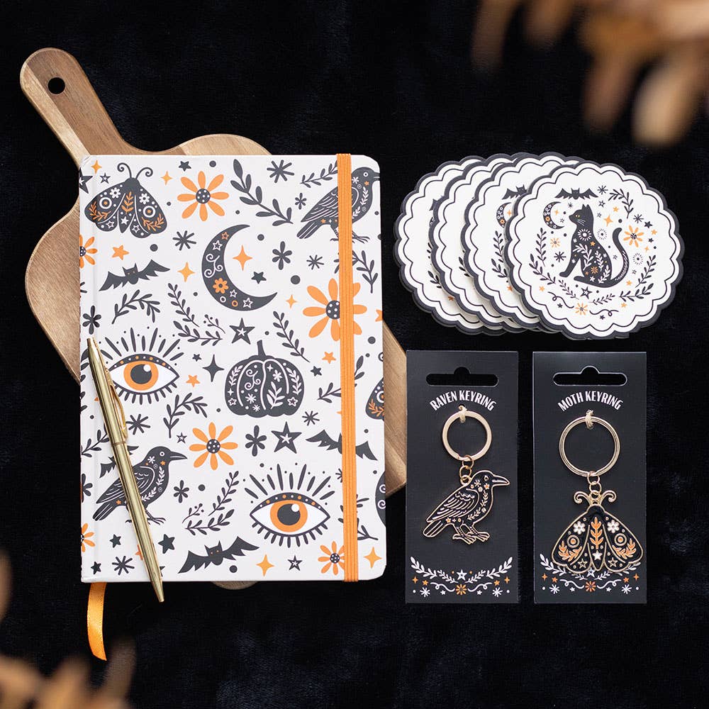 Frightful Folk Print Halloween Notebook