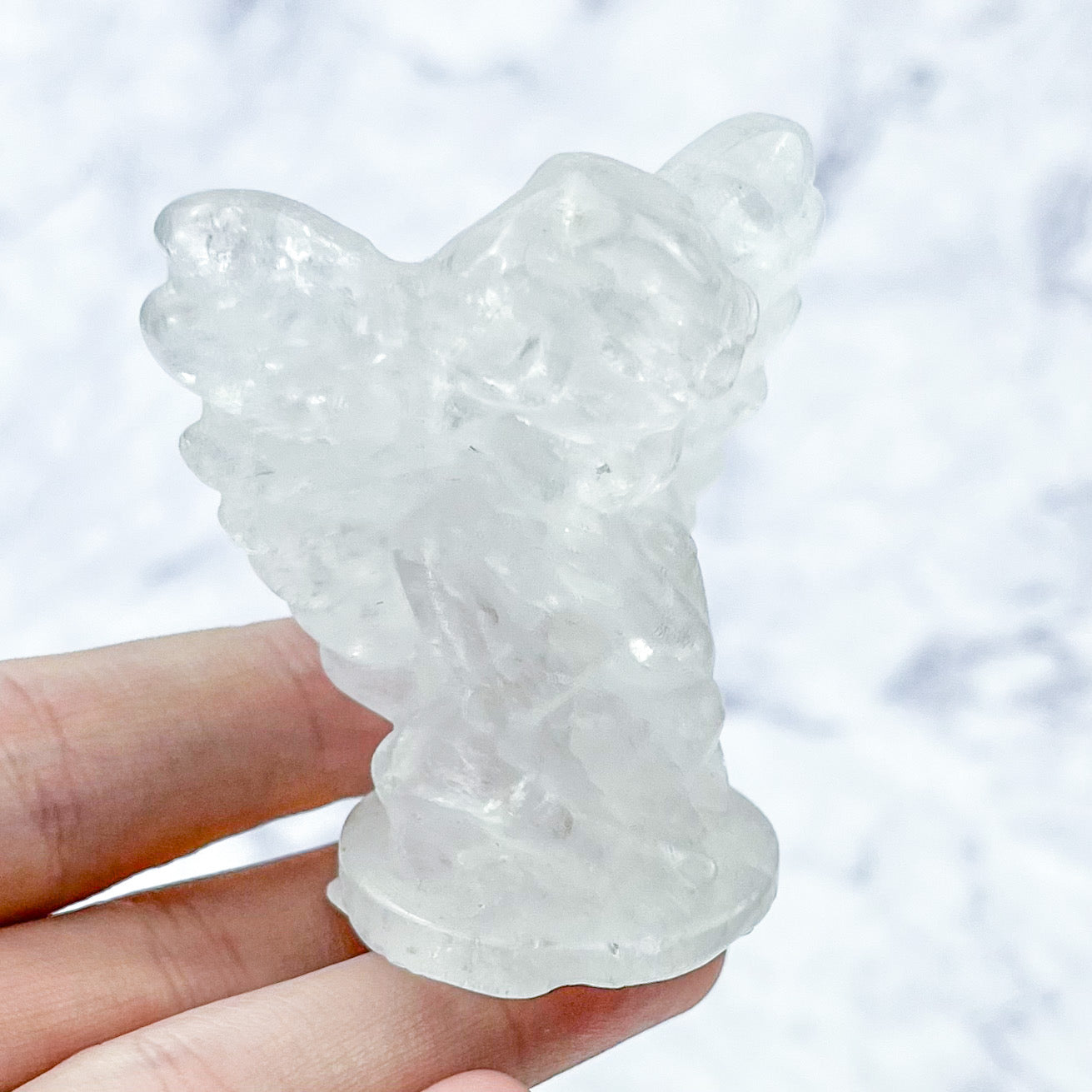 2 Inch Clear Quartz Sitting Angel Carving N42