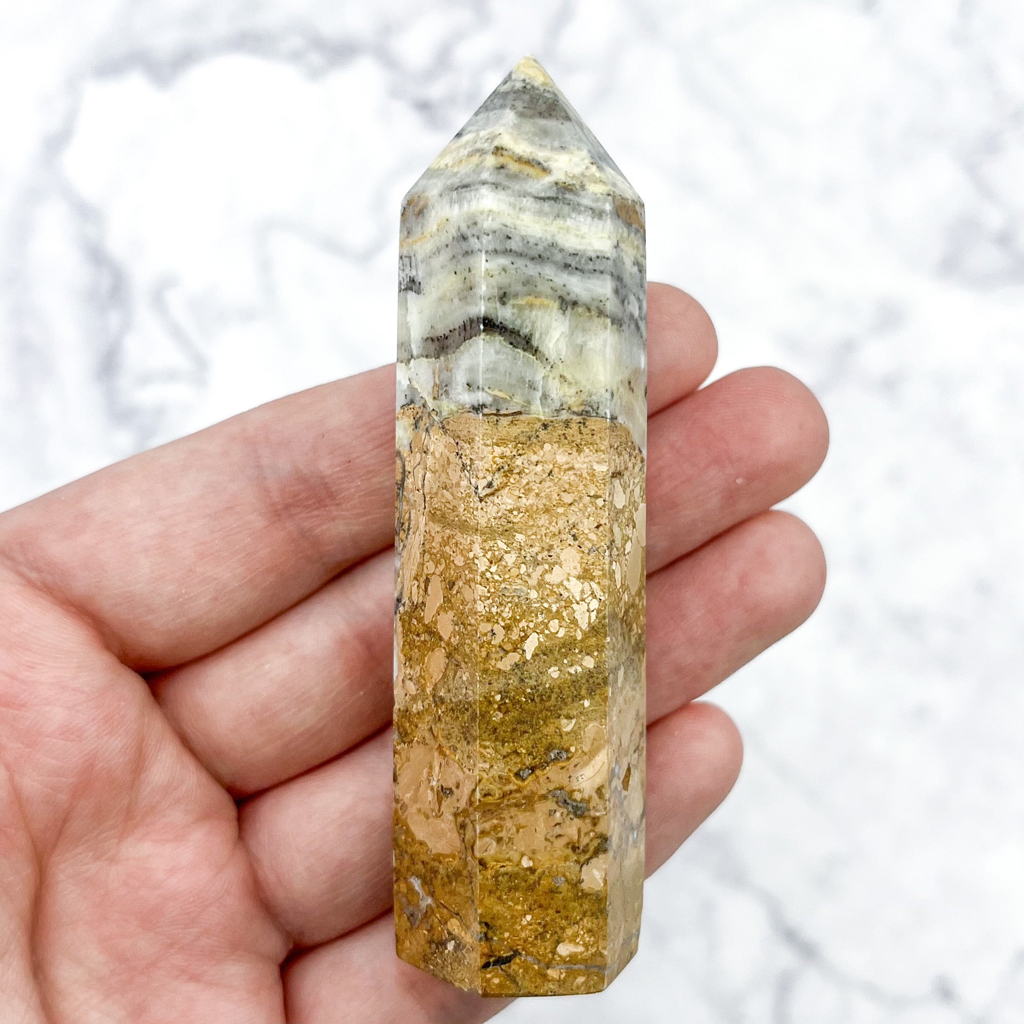 3.25 Inch Crazy Lace Agate Tower Y20