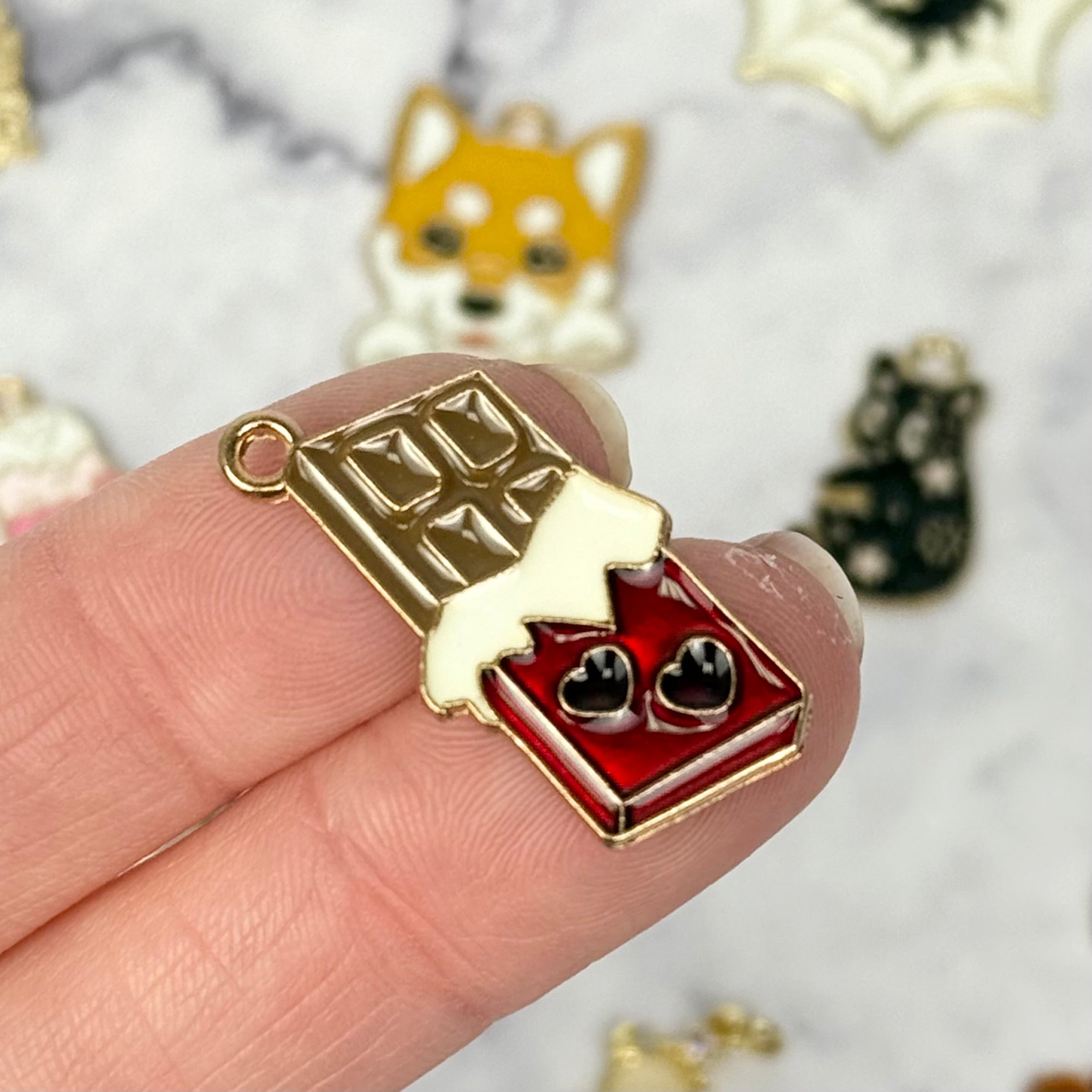 16mm Chocolate Bar Gold Plate Charm E2