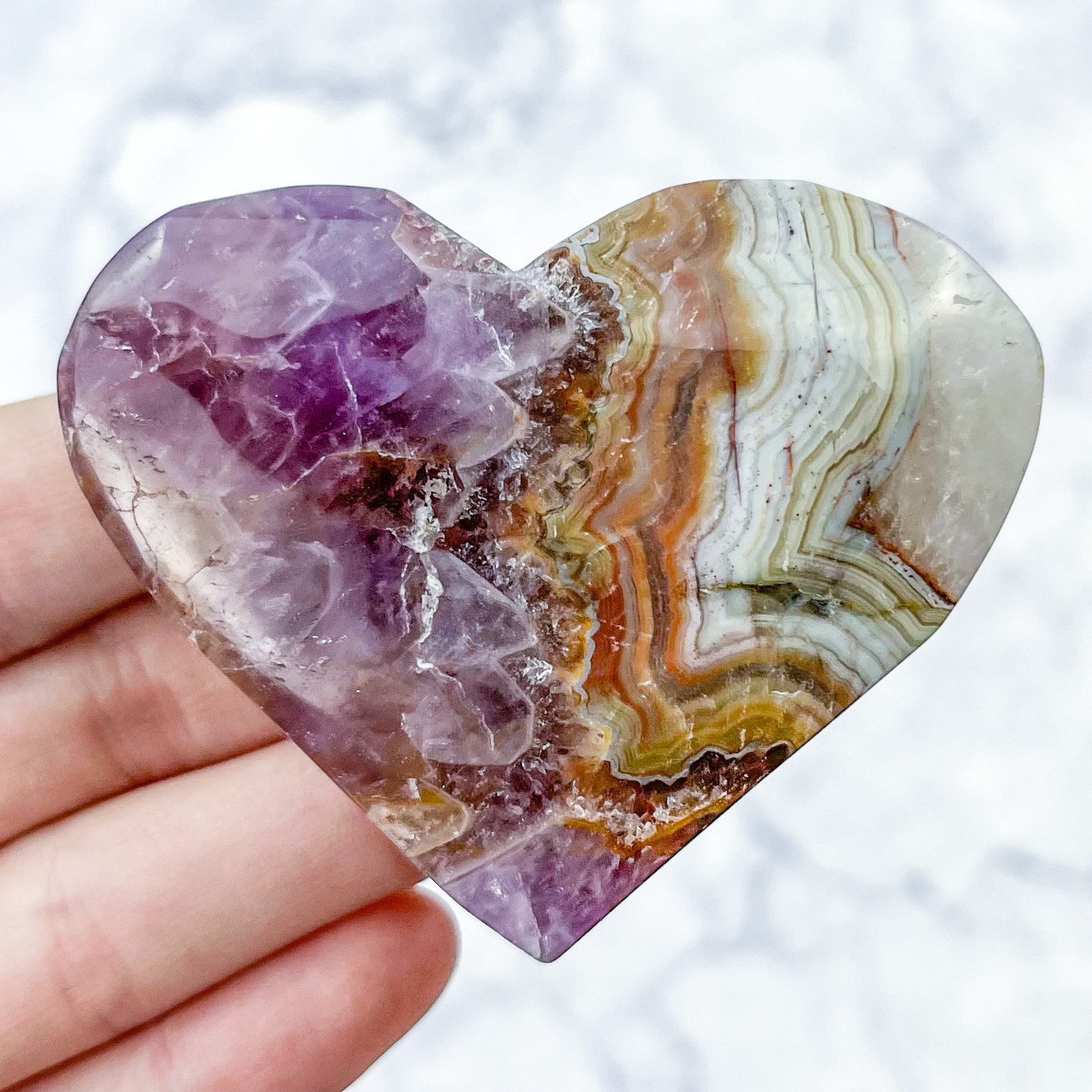 2.5 Inch Amethyst with Agate Heart D25