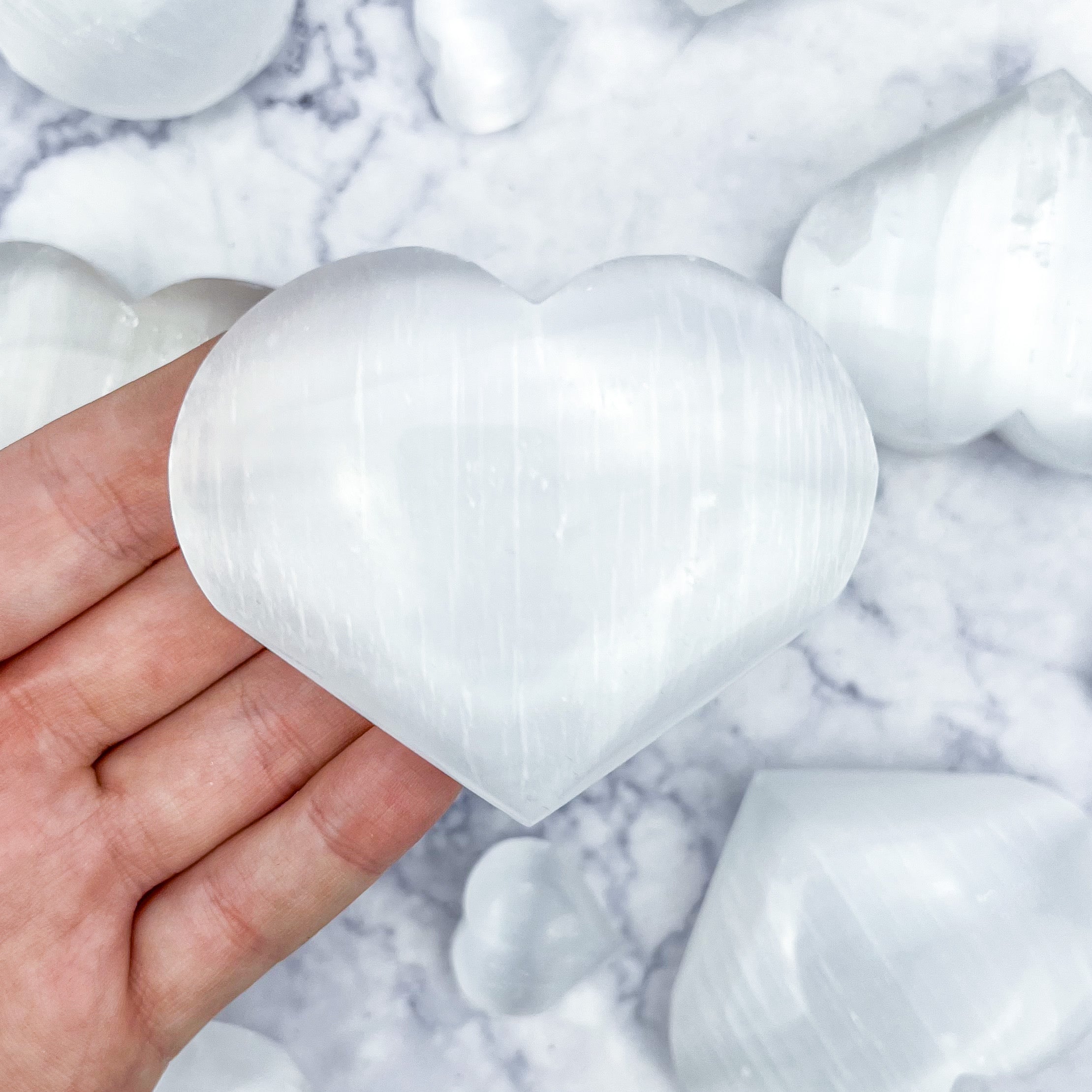 2.75 Inch Selenite Heart Palmstone