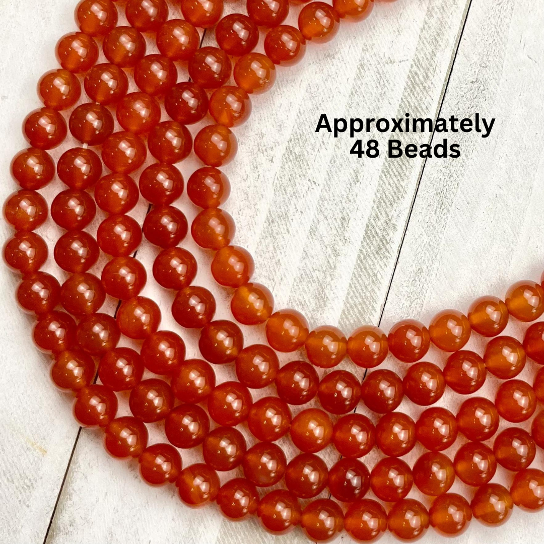 8mm Red Dyed Chalcedony Bead Strand