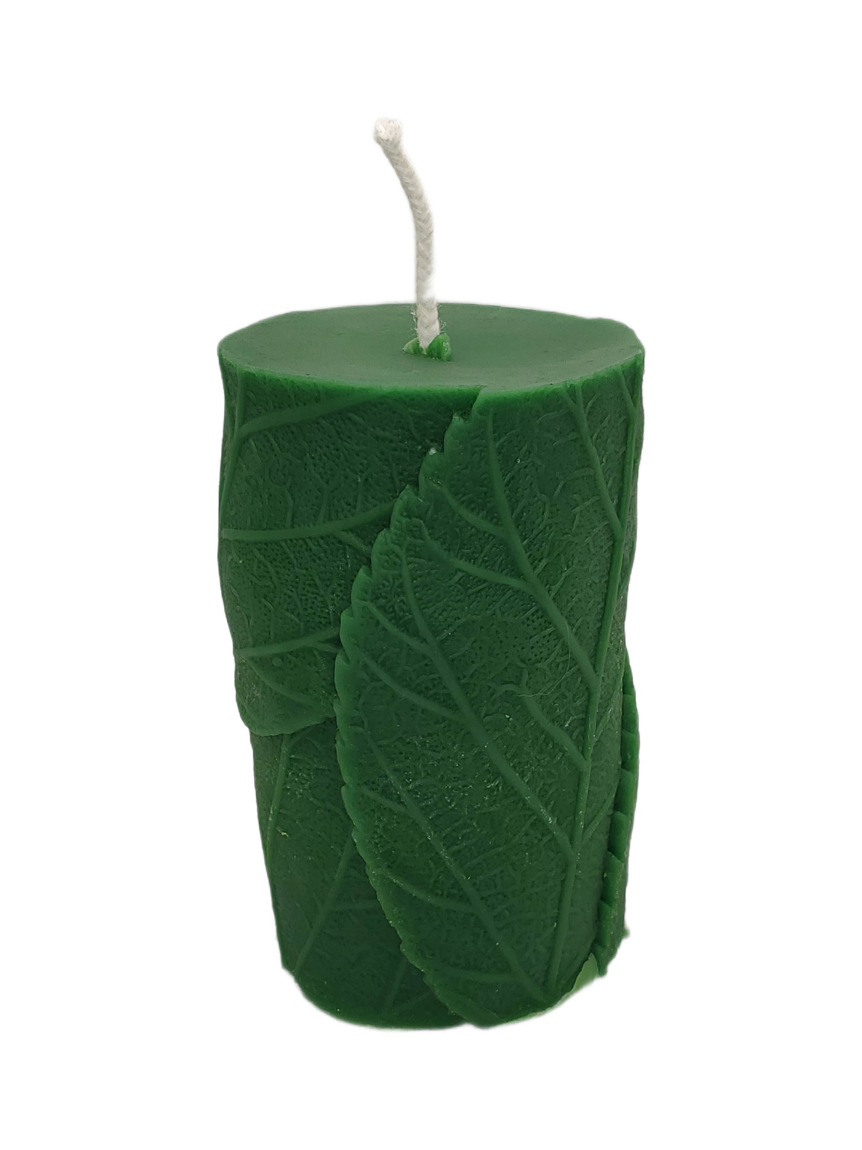 Green Leaf Beeswax Pillar Candle