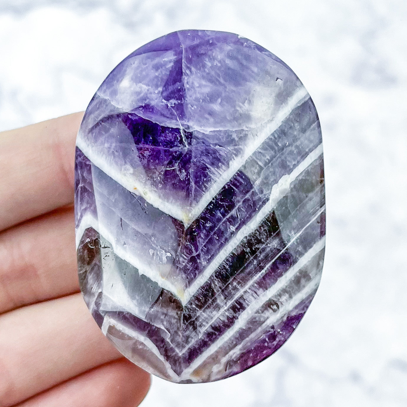 2 Inch Chevron Amethyst Palmstone L16
