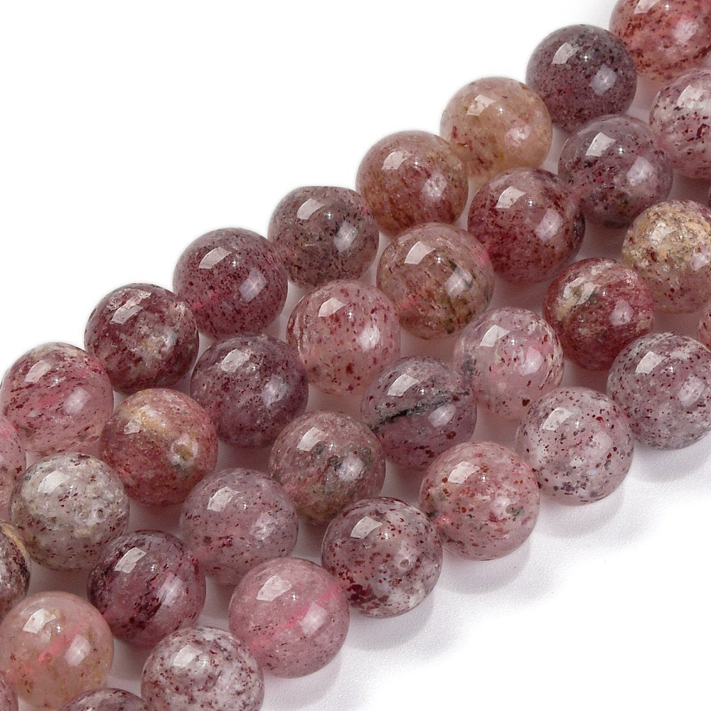 10mm HQ Strawberry Quartz Bead Half Strand W18