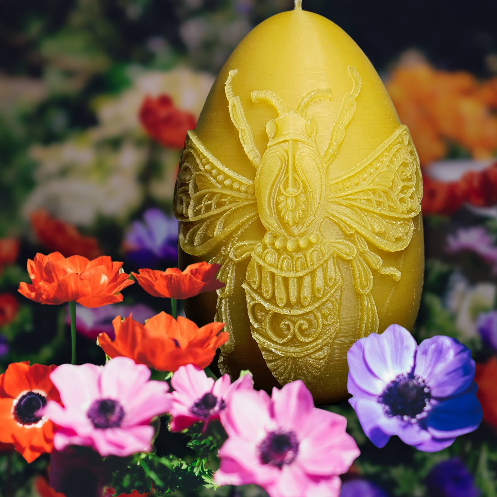 Large Bee Egg Beeswax Candle