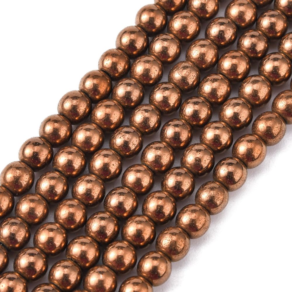 4mm Copper-Plated Hematite Bead Strand L7
