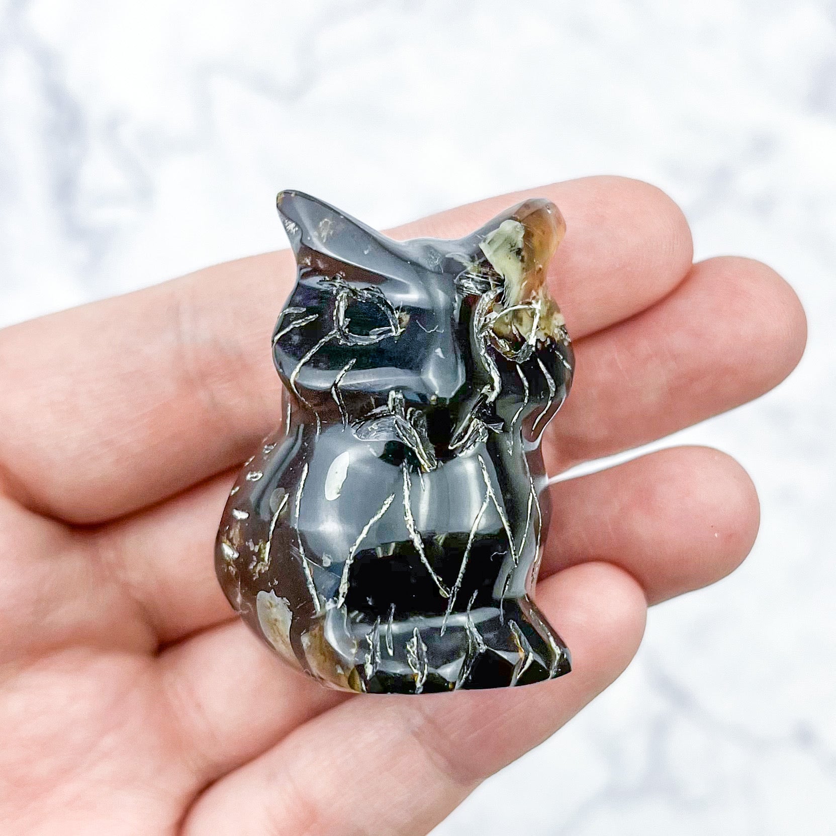 1.75 Inch Amber Owl Carving A72