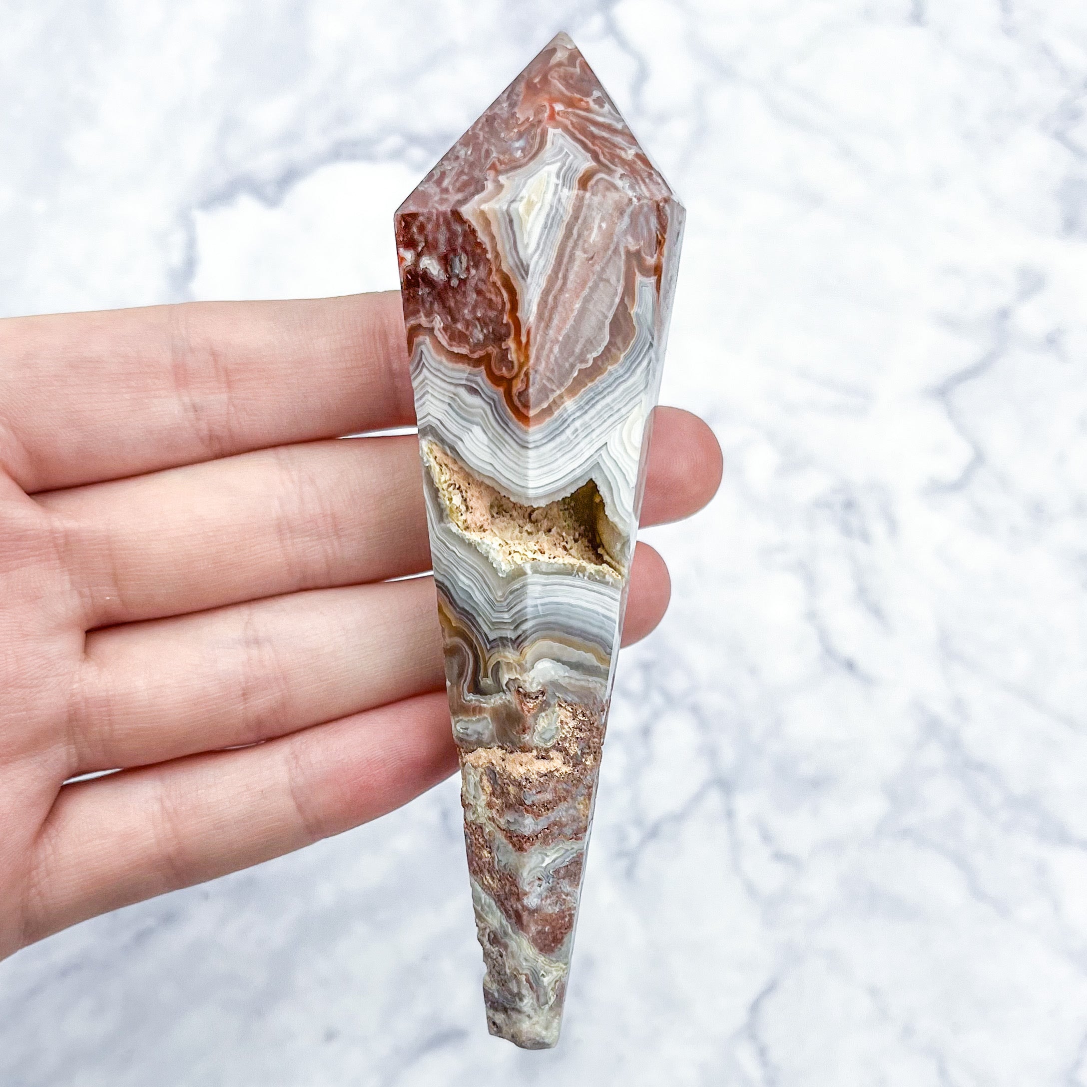 4.25 Inch Mexican Crazy Lace Agate Wand Z19